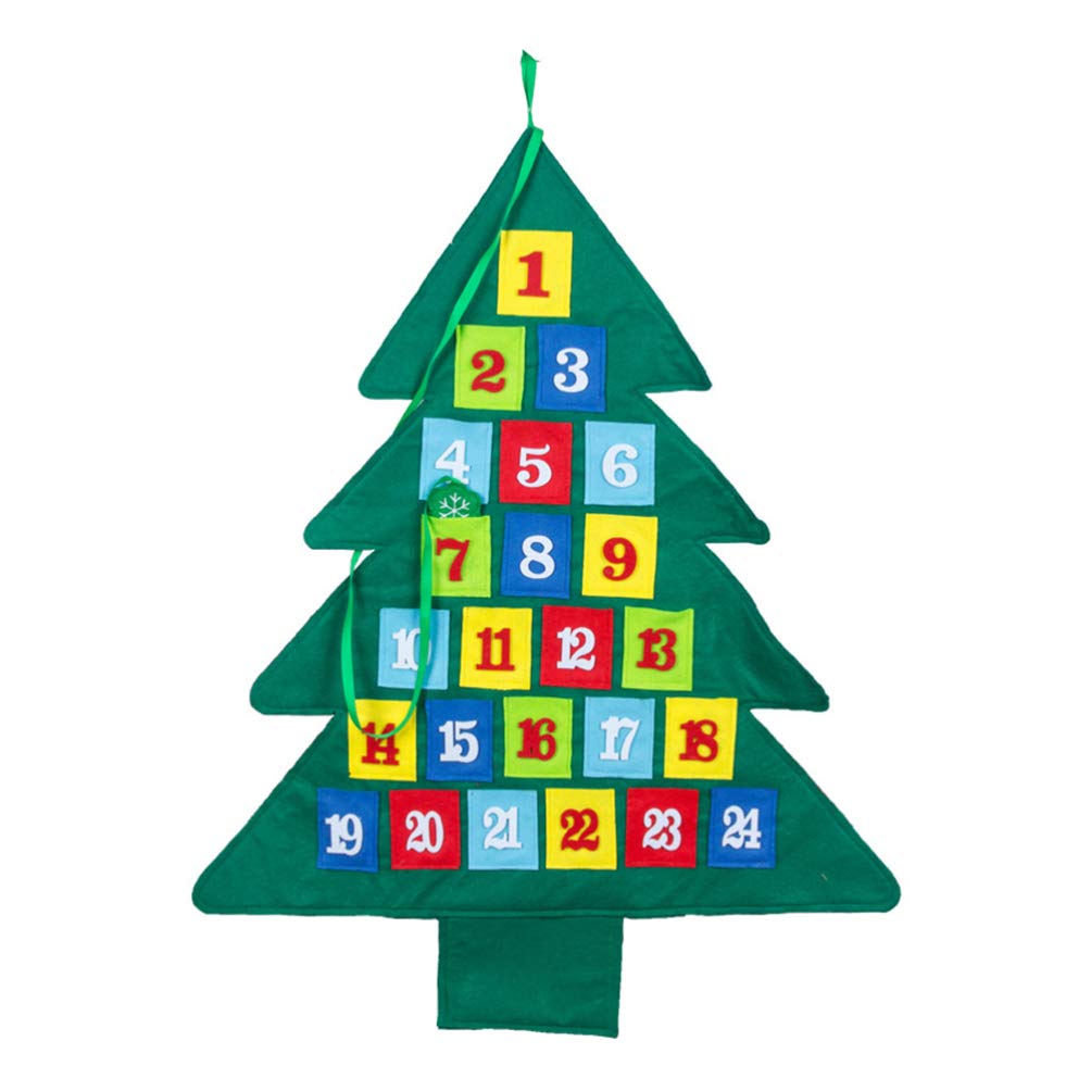 Amosfun 24-Day Felt Christmas Tree Advent Calendar with Pockets - Holiday Countdown Decor for Home, Office, Hotel & Shop Window - Perfect for Family Traditions & Festive Decorating