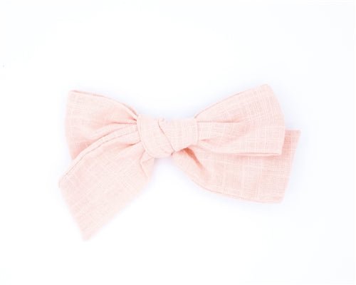 Classic Linen Hair Bow in Peachy Pink | Elegant Hair Accessory for Women & Girls | Perfect for Weddings, Parties & Everyday Wear