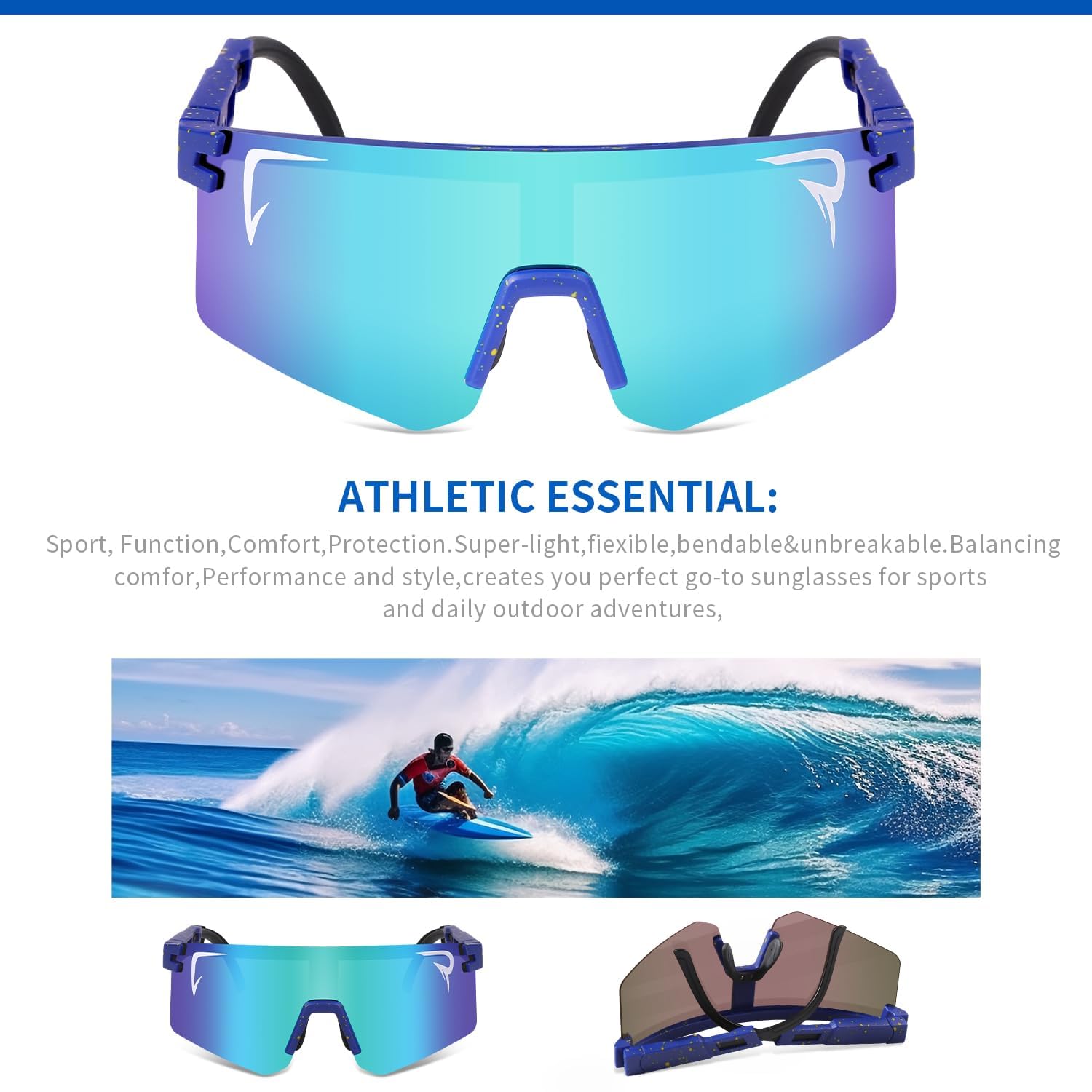 Polarized Sports Sunglasses for Youth & Kids - UV400 Protection, Anti-Glare Cycling & Baseball Goggles - Perfect for Outdoor Activities, Running, and Beach Wear