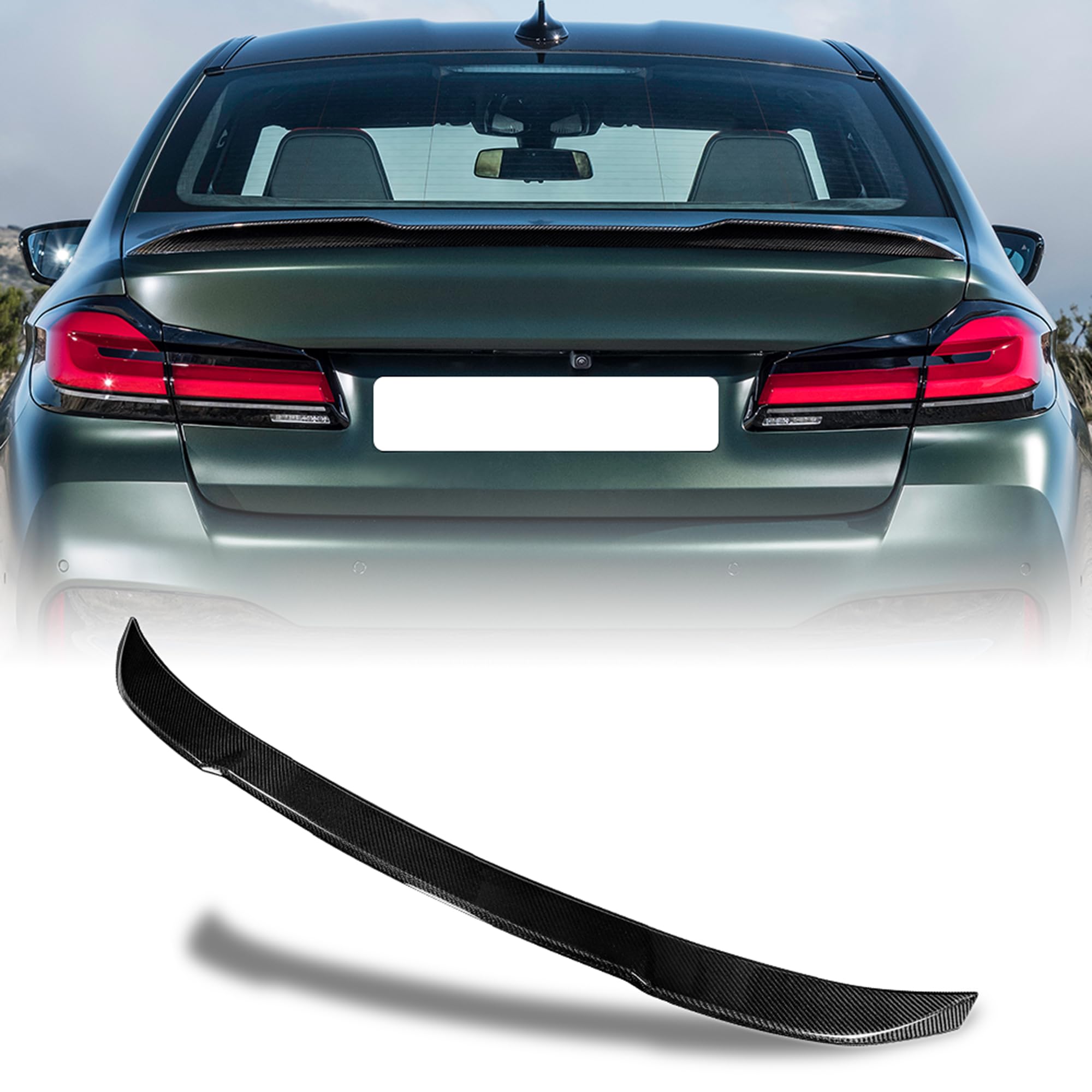 AeroBon Real Carbon Fiber Trunk Spoiler for BMW 5 Series G30 Sedan & F90 M5 (2017-2023) - CS Style Rear Wing | Enhances Aerodynamics & Sporty Look | Perfect for Car Enthusiasts & Performance Upgrades