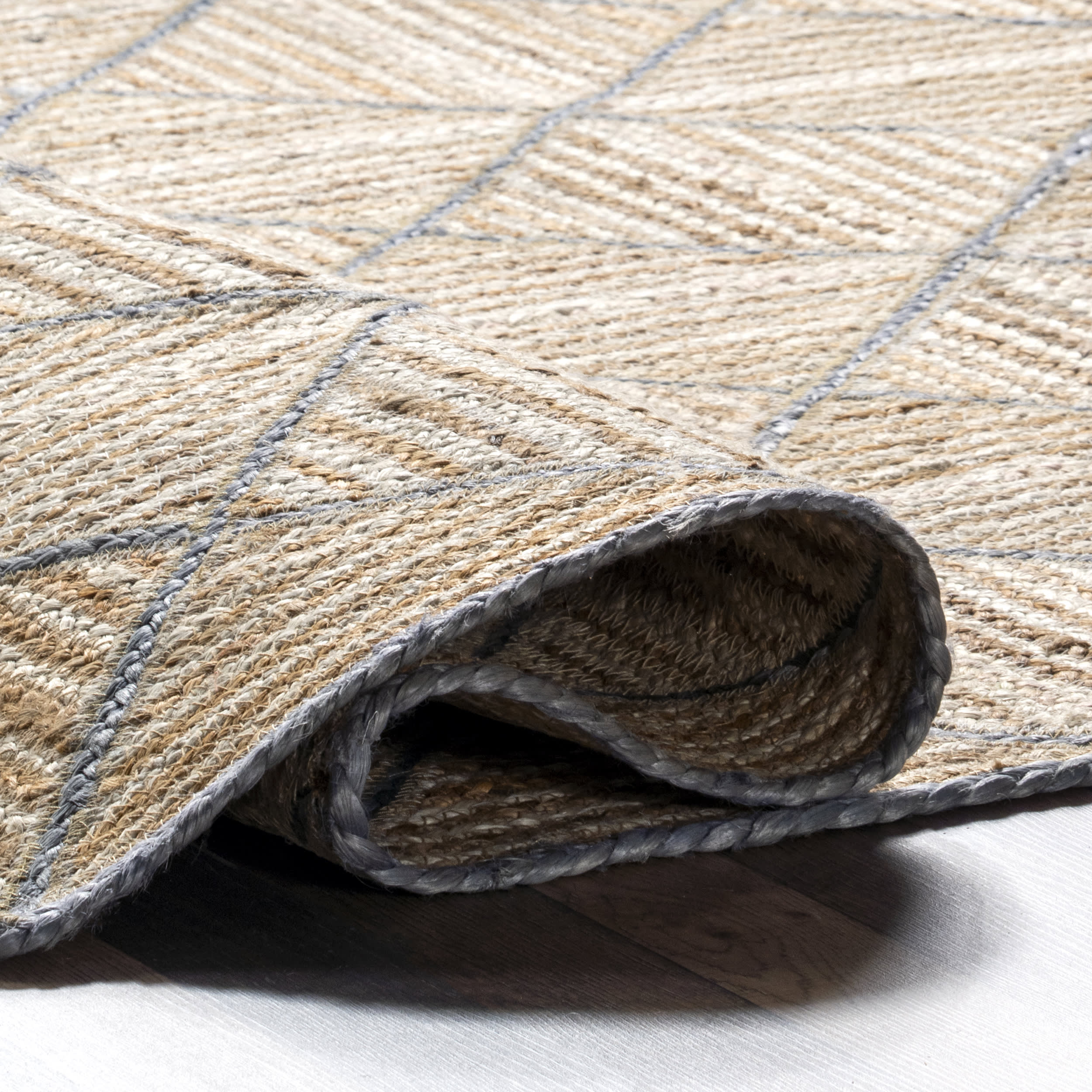 Denys Jute Textured Trellis Rug - Natural Fiber Woven Area Rug for Living Room, Bedroom & Home Decor | Eco-Friendly & Durable Floor Mat