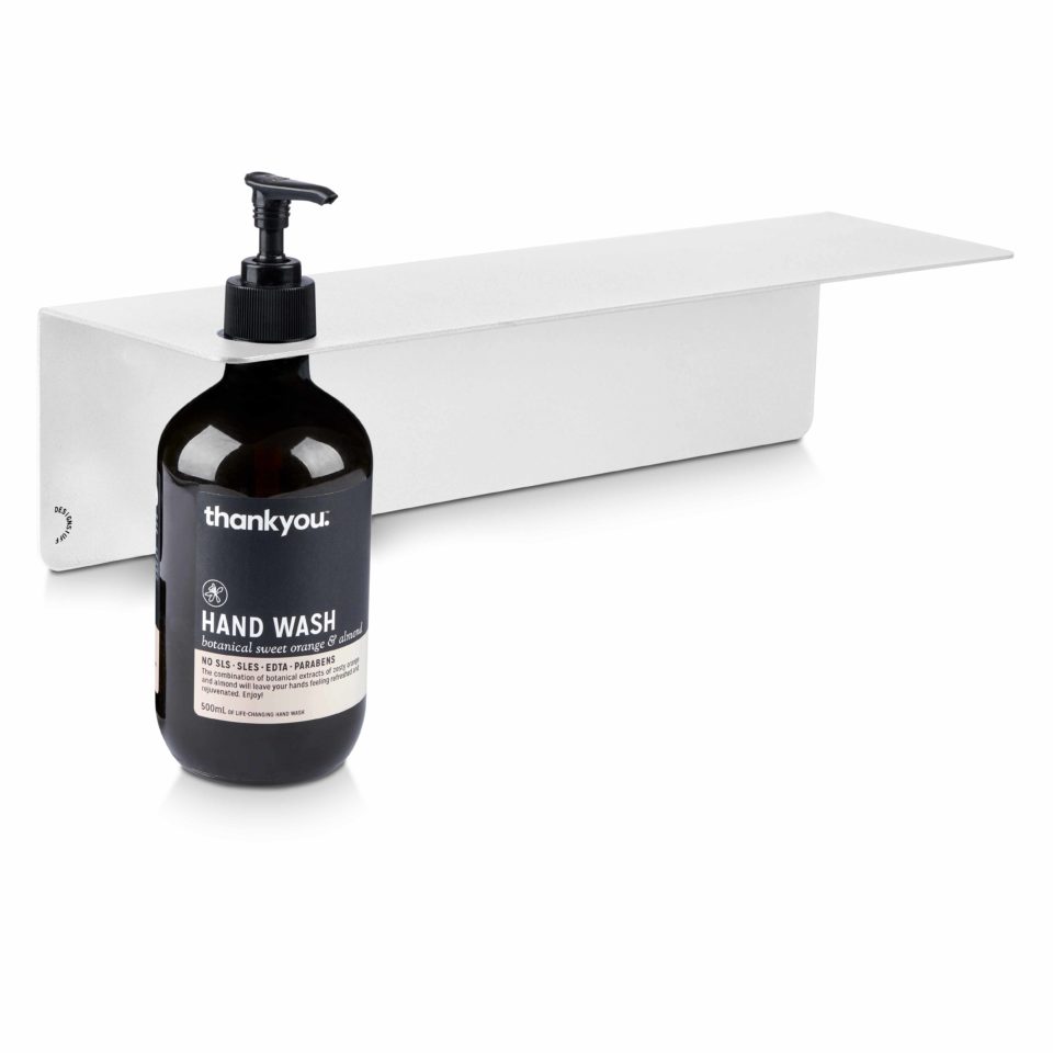DESIGNSTUFF White Single Soap Dispenser Holder - Wall Mounted Bathroom Organizer for Kitchen, Bath, or Laundry Room