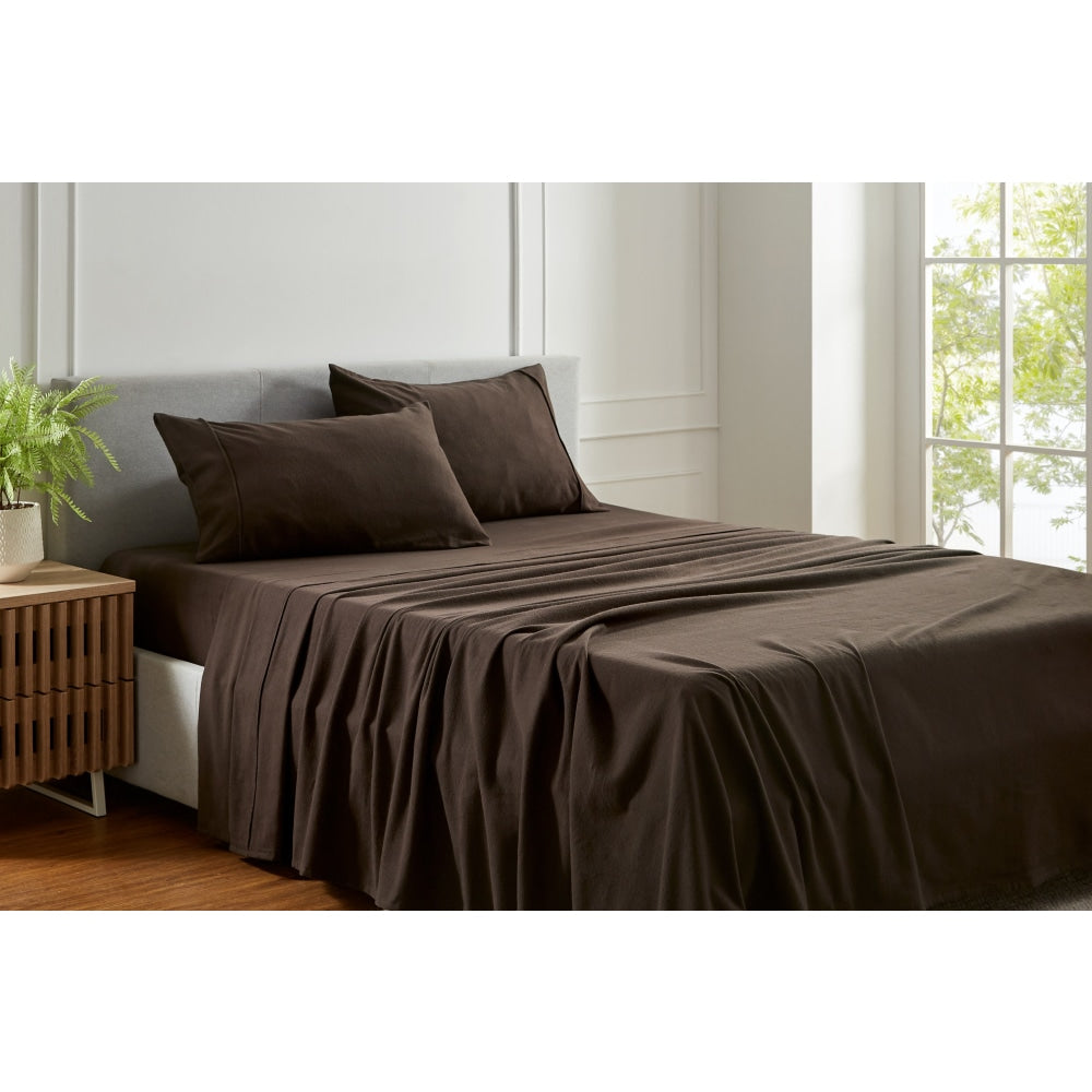 150GSM Cotton Flannelette Bed Sheet Set - Queen Size, Chocolate Brown - Ultra Soft & Breathable for Cozy Sleep - Perfect for Winter Nights & Guest Bedrooms