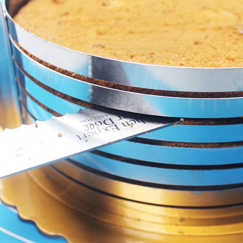 **Stainless Steel Adjustable Cake Leveler & Slicer - 6-8 inch & 9.5-12 inch - Perfect for Layered Cakes, Mousse, and Desserts | Professional Baking Tool for Even Cake Layers & Smooth Slices**    *(Use for weddings, birthdays, bakeries, and home baking to create flawless cake layers and desserts!)*