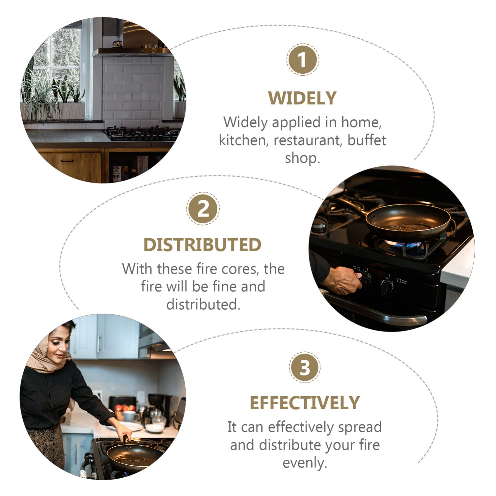 10pcs Hemoton Gas Stove Burner Liners & Wok Stands - Durable Copper Alloy Gas Cooktop Covers & Support Frames for Wok Burners - Perfect for Asian Cooking, Outdoor Camping & Commercial Kitchen Use