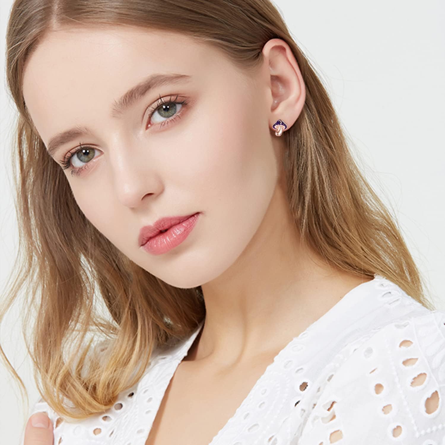 925 Sterling Silver Mushroom Moon Earrings for Women - Starry Sky Stud Earrings - Perfect Anniversary & Birthday Gifts for Teen Girls, Mom - Great for Daily Wear, Date Night & Special Occasions