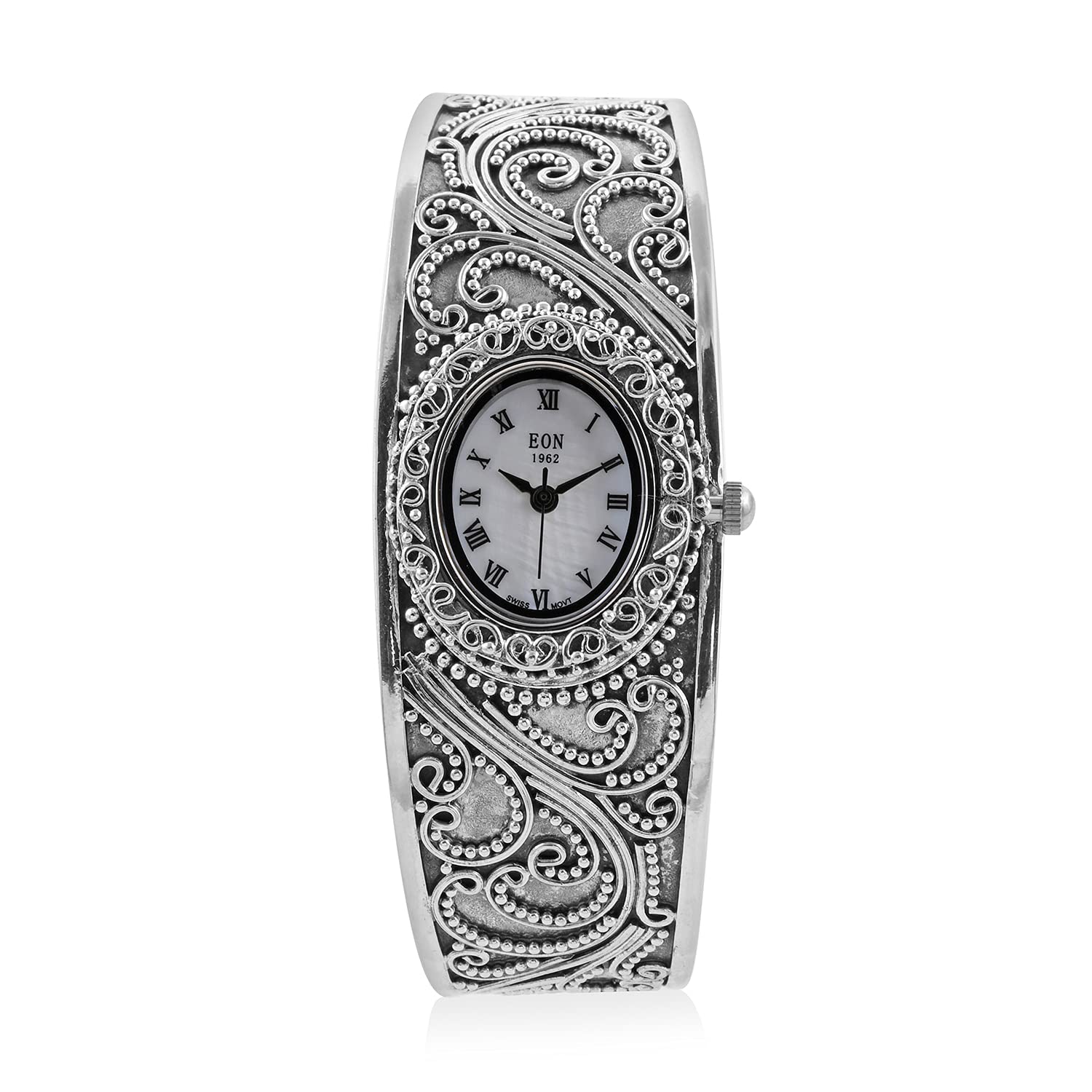 Bali Legacy EON 1962 Sterling Silver Cuff Bracelet for Women - 925 Silver, 38.10g, 7.50 Inches - Elegant Boho Jewelry for Casual Wear, Date Nights & Special Occasions