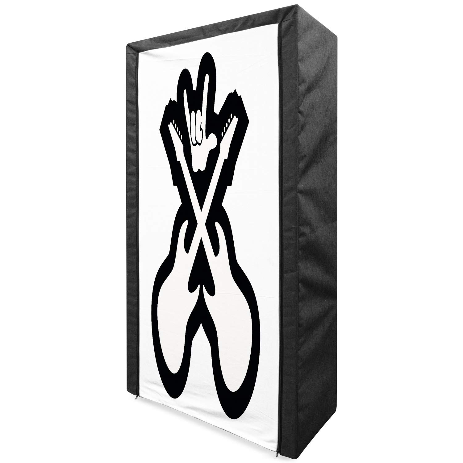 Ambesonne Rock Music Fabric Wardrobe - Portable Clothing Organizer with Shelves, 33.5