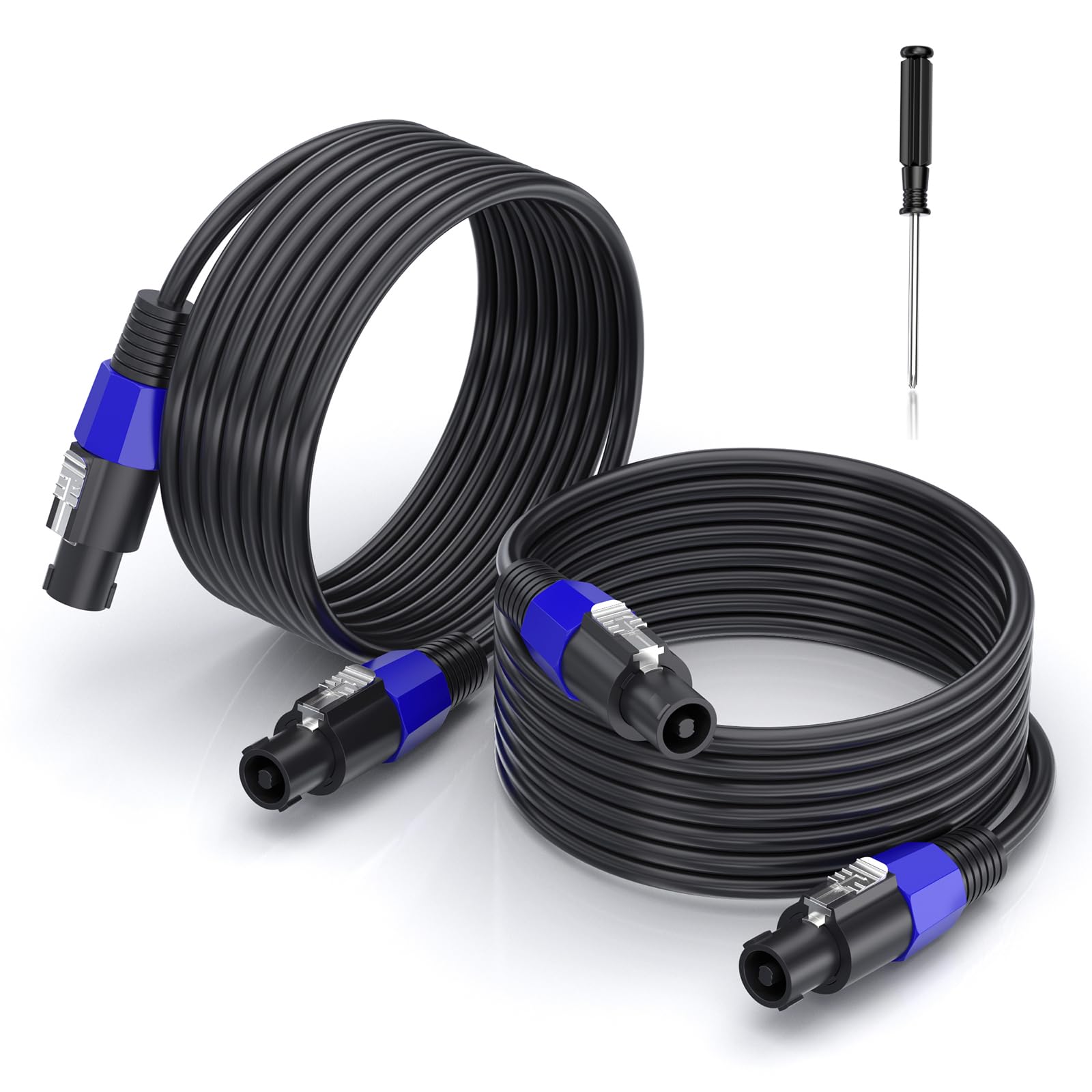 2 Pack 10ft Professional Speakon to Speakon Speaker Cables - 12 AWG Heavy Duty PA/DJ Audio Patch Cord for Live Sound, Stage Performances & Studio Equipment