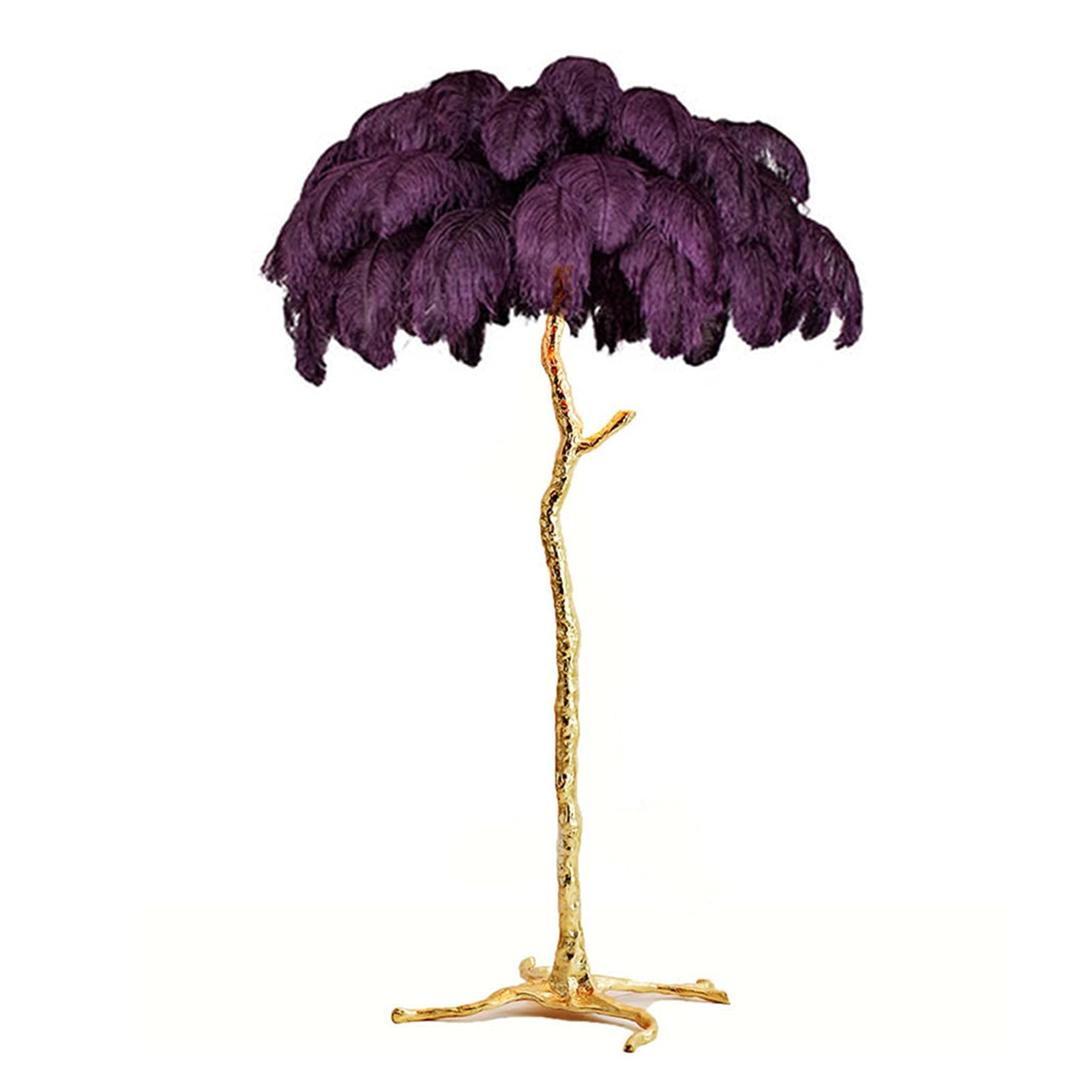 **75CM Purple Feather Floor Lamp - LED Standing Light for Living Room, Bedroom & Office - Modern Indoor Lighting Decor for Home & Workspace**