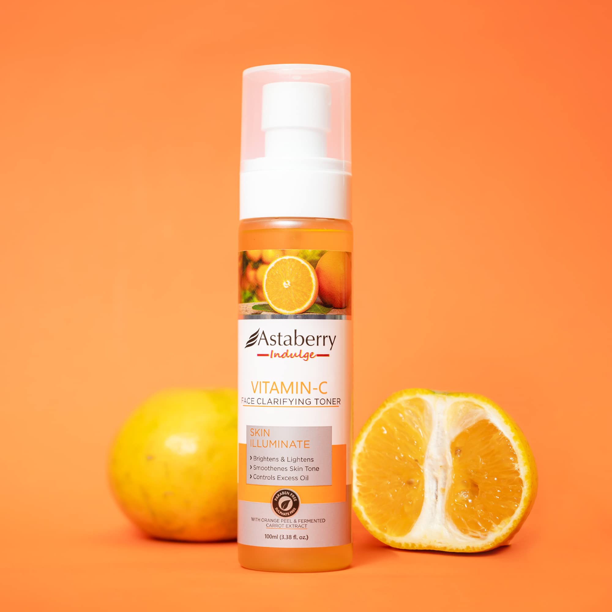 Astaberry Vitamin C Face Toner for Glowing Skin | Hydrating Toner for Oily & Dry Skin | With Orange Peel & Fermented Carrot Extract | 100ml | Perfect for Daily Skincare Routine & Post-Cleansing Refreshment