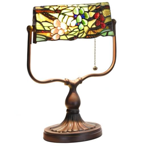 Bieye L10764 Tiffany Style Stained Glass Desk Lamp - 14 Inch Elegant Grape Design Banker Lamp for Home Office, Study, Reading & Work | Perfect for Libraries, Bedrooms & Workspaces