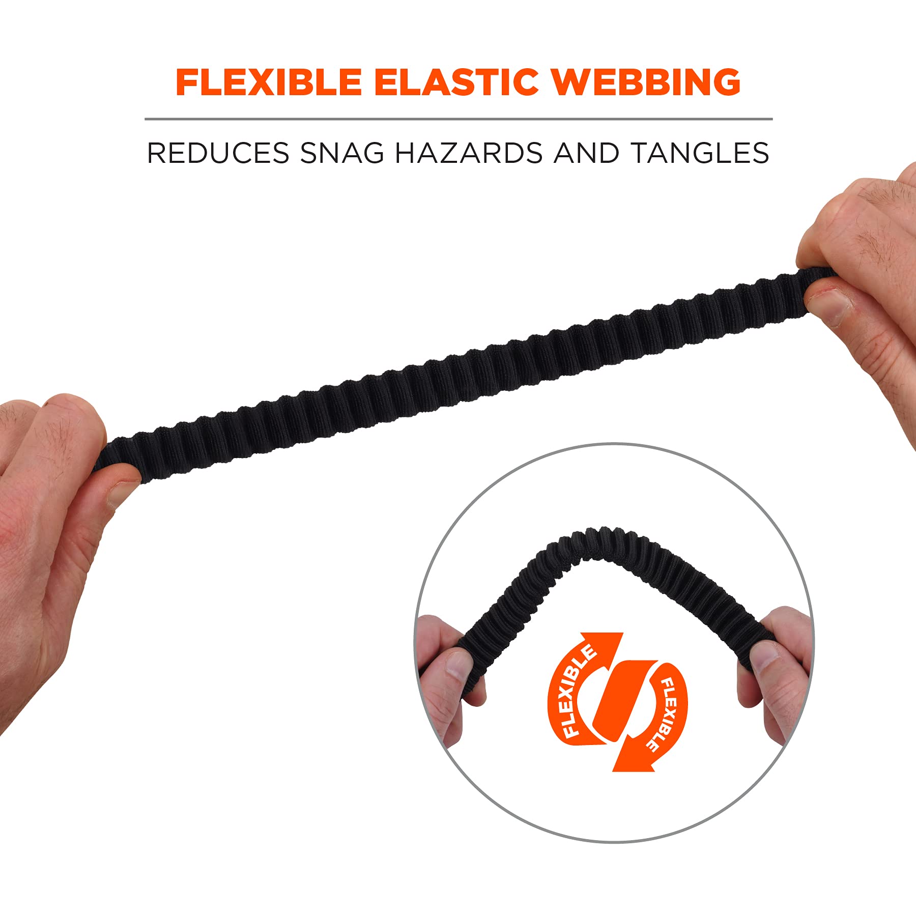 Ergodyne Squids 3105 Heavy Duty Tool Lanyard with Aluminum Screw Lock Carabiner - 15lbs Weight Capacity - 10-Pack Black - Perfect for Construction, Roofing & Electrician Tools Safety