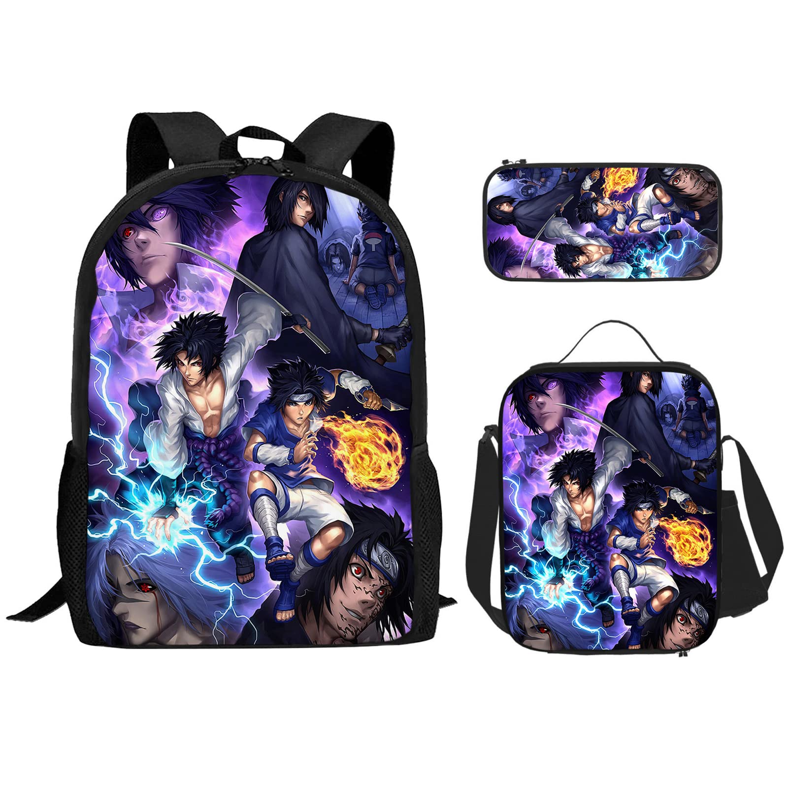 Kakashi Hatake Anime Backpack Set - 3-Piece Durable Japanese Anime Themed Backpack for Fans, Large Capacity Daypack for School, Travel & Cosplay