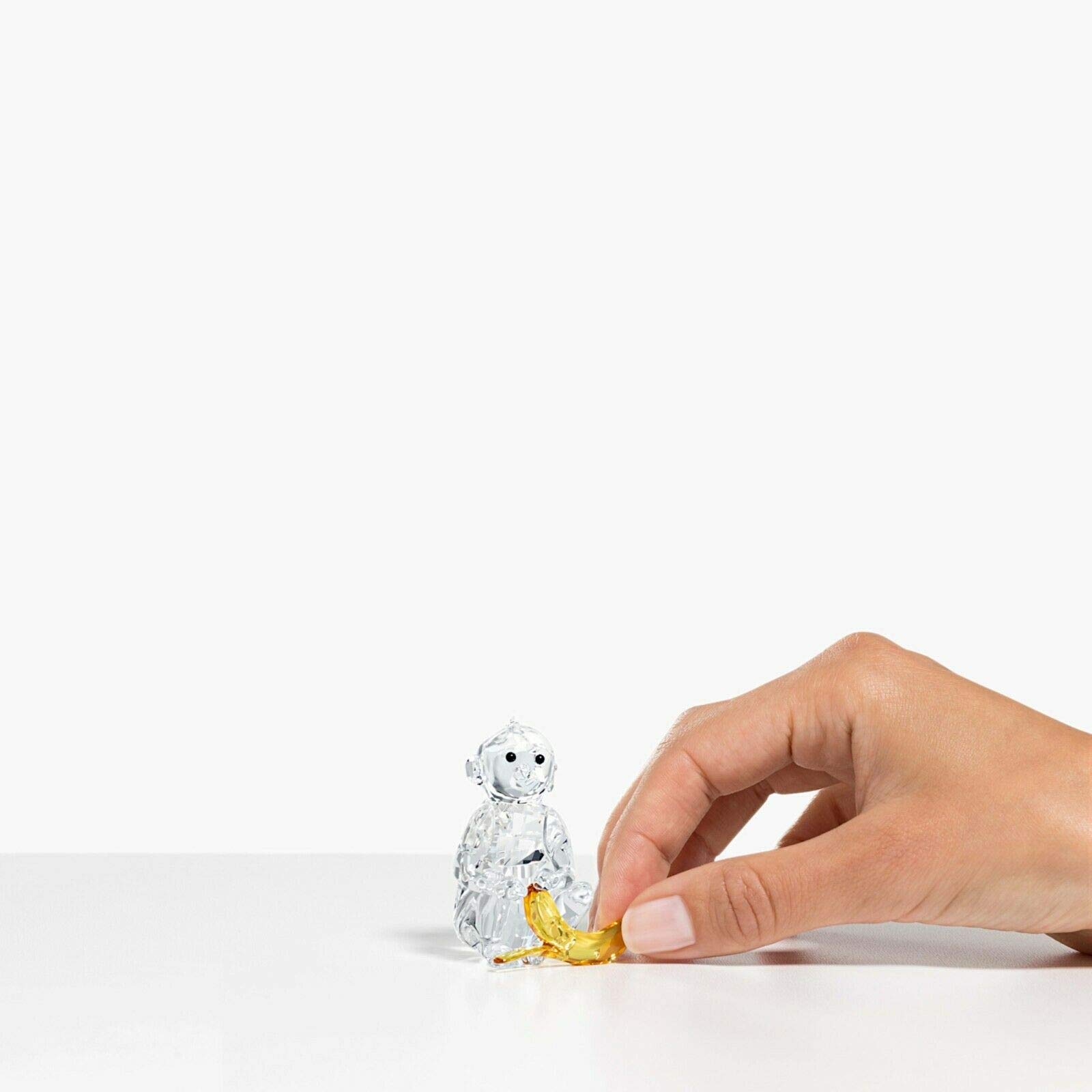 Swarovski Crystal Monkey with Banana Figurine - Clear & Yellow Collectible - Perfect for Home Decor, Gift Giving & Crystal Collections