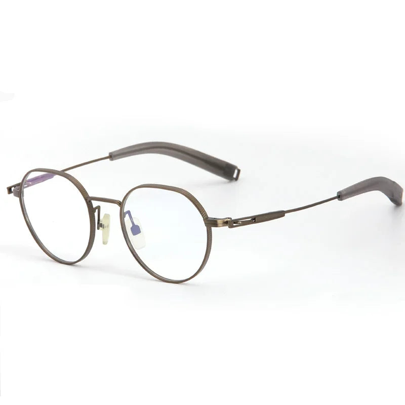 Aror Unisex Full Rim Small Flat Top Round Titanium Eyeglasses Frame 494101 - Lightweight & Durable for Reading, Computer Work & Everyday Wear