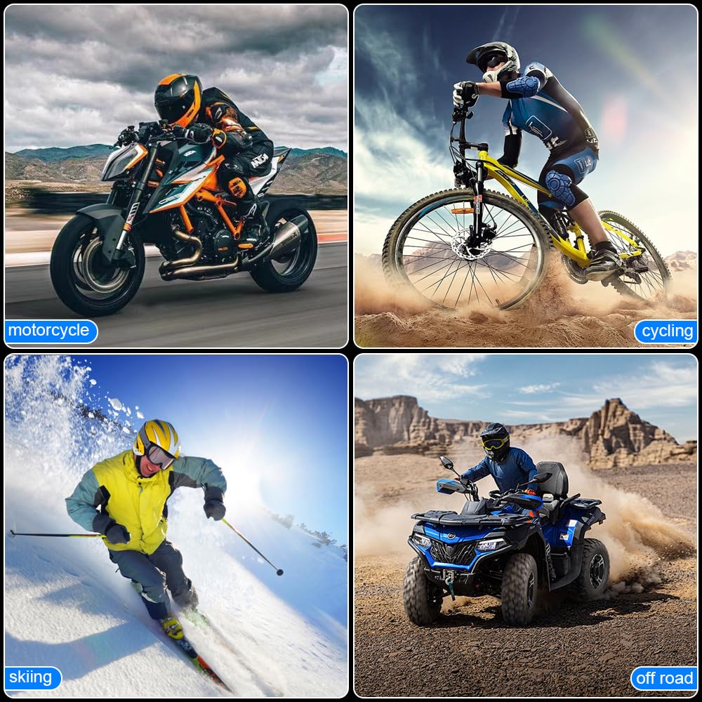 OBEST Motorcycle Bluetooth Helmet Headset with Wireless Speakers - BT5.3 Noise Cancellation, 1900mAh Battery (50+ Hours) & Remote Control - Perfect for Motorcycle Riding, Skiing & Outdoor Adventures