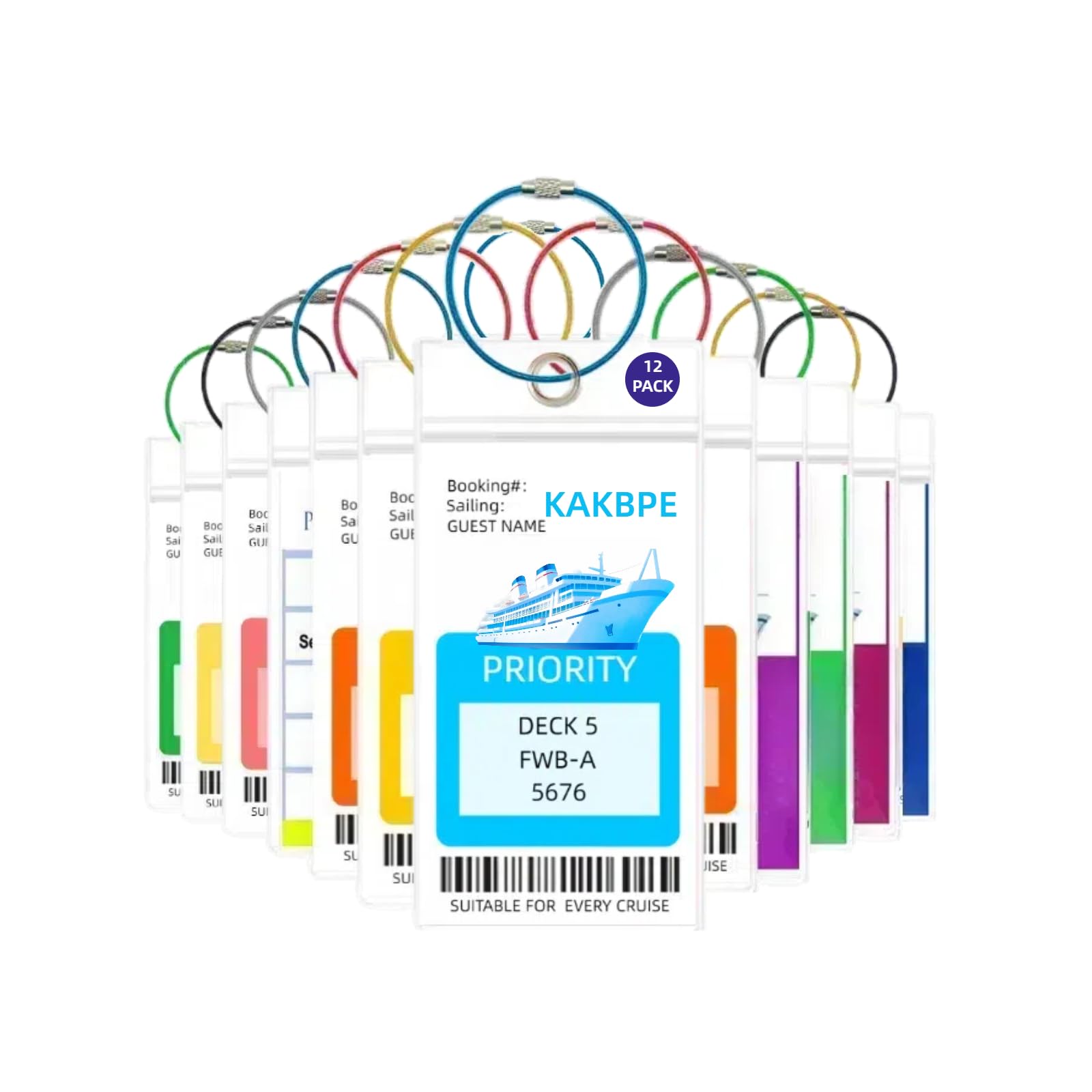 Durable Luggage Tags for Suitcases - 12 Pack Cruise Ship Essentials with ID Holder | Perfect for Carnival Cruises, Air Travel & Vacation Identification