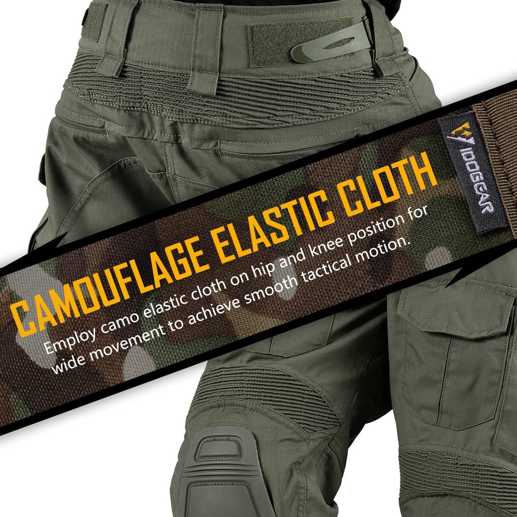 IDOGEAR Men's G3 Combat Pants with Removable Knee Pads - Multi-Cam Tactical Pants for Airsoft, Hunting, Paintball & Outdoor Activities | Durable Military Style Trousers for Tactical Training & Adventure Sports