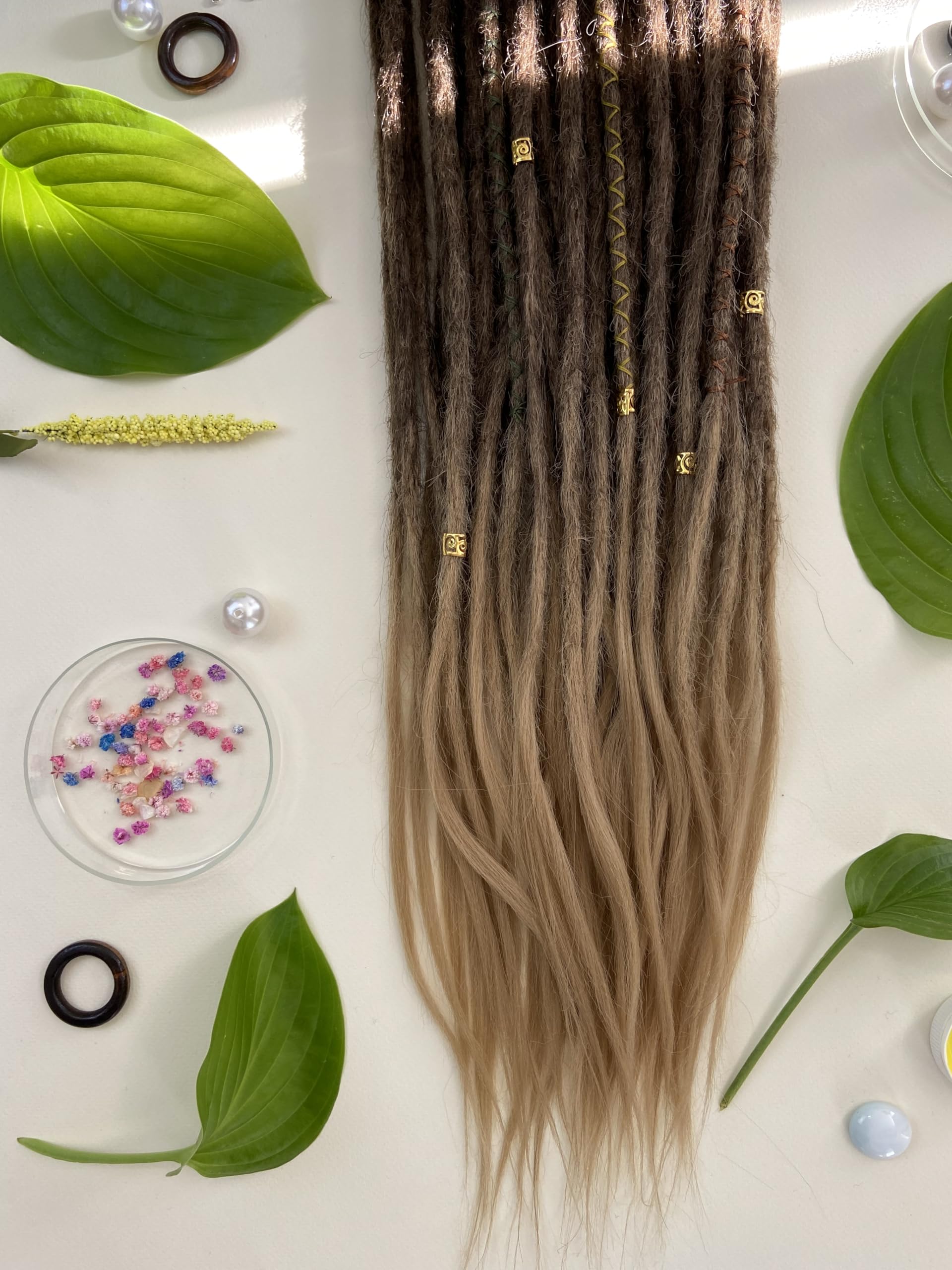 Ombre Beige Crochet Dreadlocks Extensions - 20 Inch Single Ended Dreads - Ready to Ship - Natural Wheat Hair Color - Perfect for Boho Hairstyles & Festival Looks