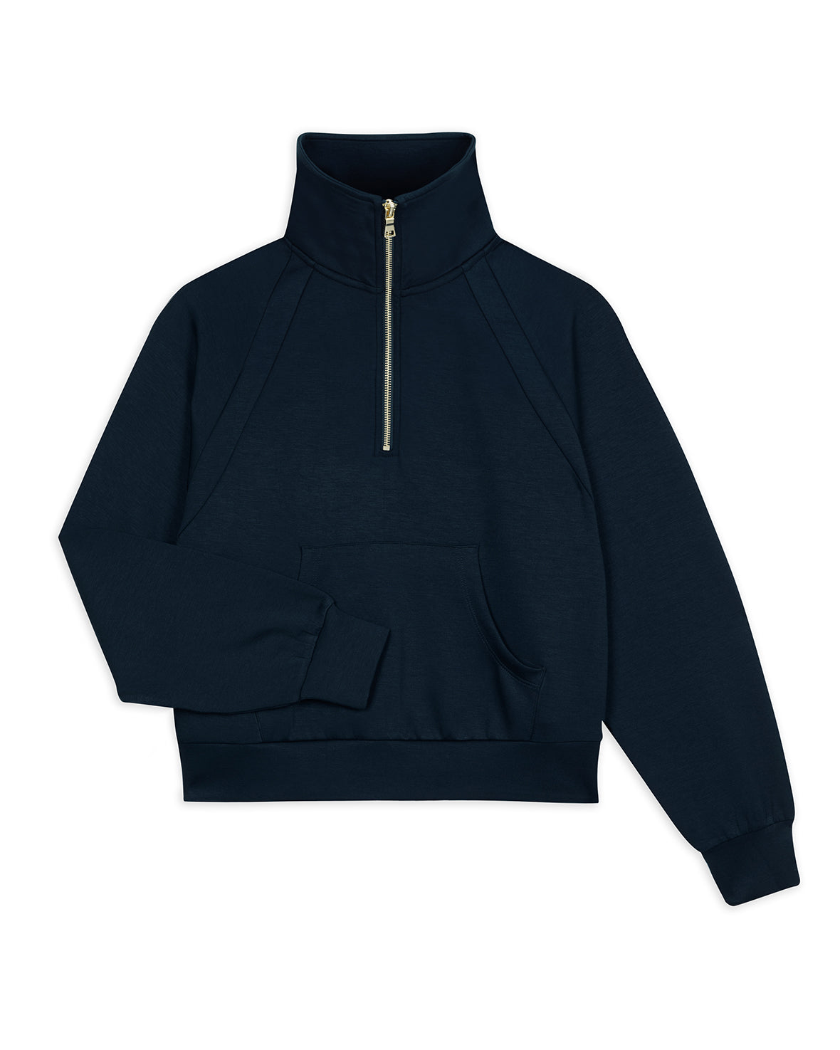 LuxeComfort Scuba Half Zip Sweatshirt for Women - Soft Fleece Pullover with Thumb Holes, Navy Blue - Perfect for Casual Wear, Gym, and Outdoor Activities