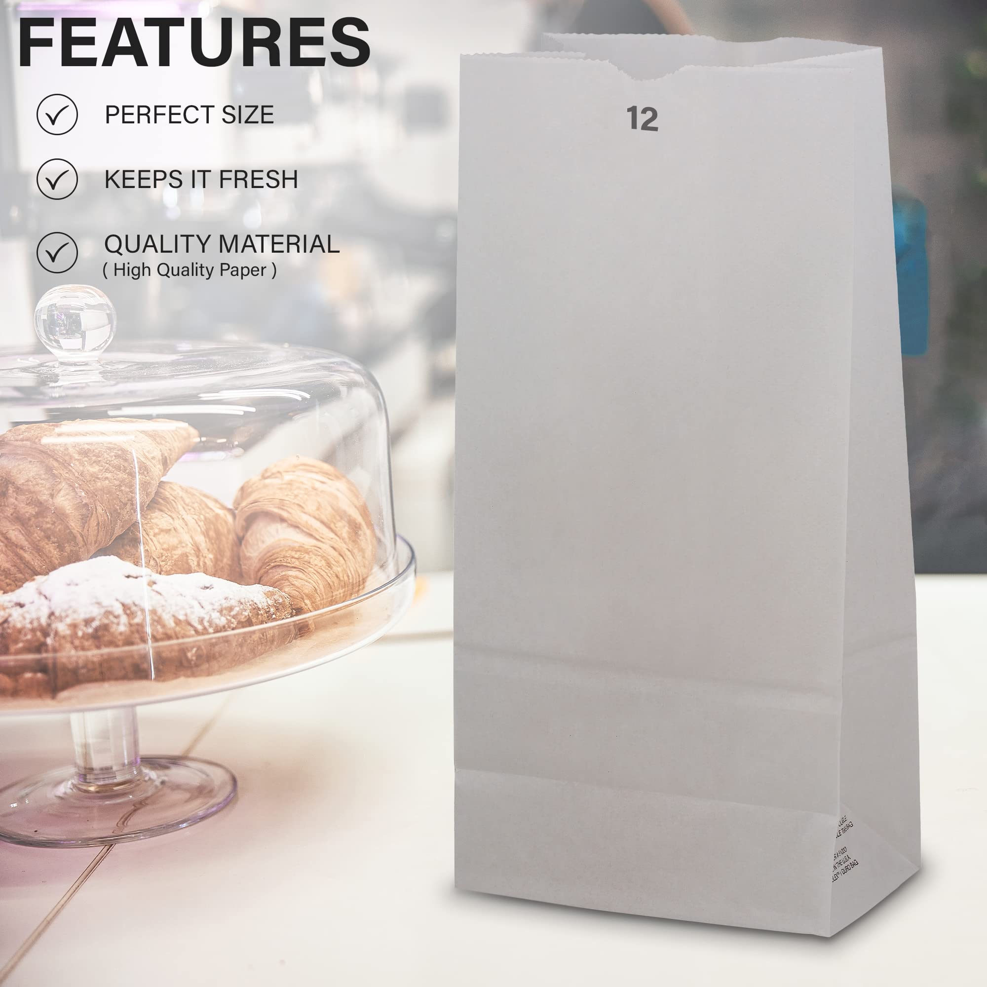 MT Products 12lb White Bread Bags - 50 Pack Disposable Paper Bakery Bags | Fresh Bread Storage, Sandwich Wrapping, Bakery Packaging | Made in USA