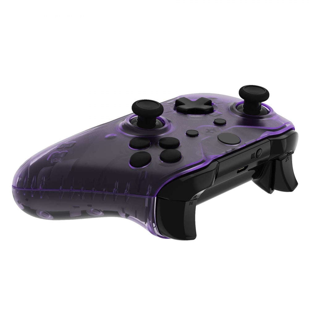 eXtremeRate Transparent Clear Atomic Purple Replacement Front Housing Shell with Side Rails Panel for Xbox One X & S Controller (Model 1708) - Perfect for Gaming, Customization & Controller Repair