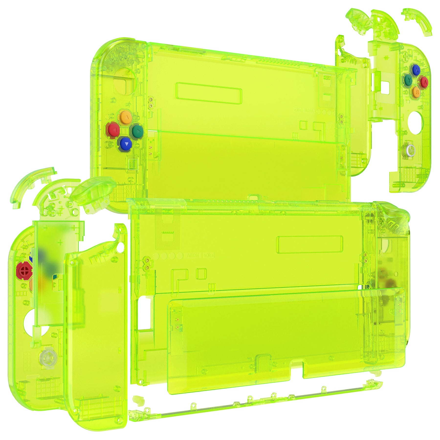 eXtremeRate Custom Replacement Full Set Shell with Buttons for Nintendo Switch OLED - Crystal Clear Lime Green | Durable Protective Case for Gaming, Travel & Everyday Use