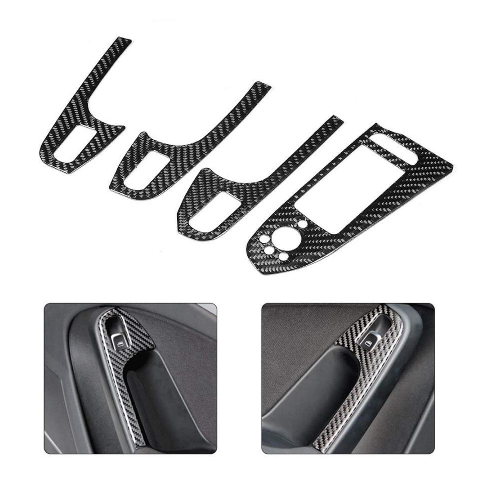 Carbon Fiber Door Window Lift Panel Button Frame Trim Sticker for Audi A4 B8 A5 Q5 - Interior Car Accessories Upgrade for Enhanced Style & Protection