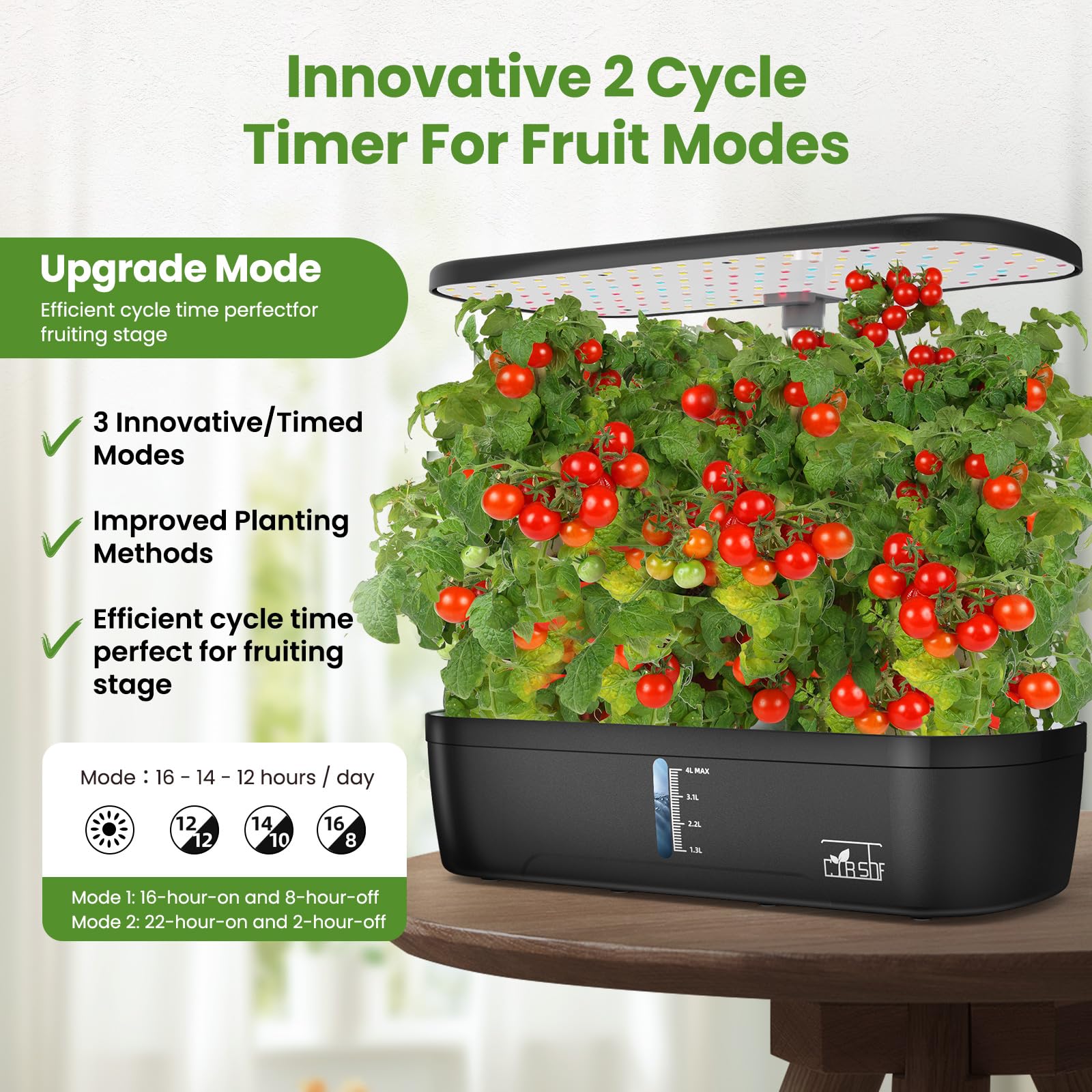 12 Pod Indoor Hydroponic Garden System with LED Grow Light - Adjustable Height up to 10.8