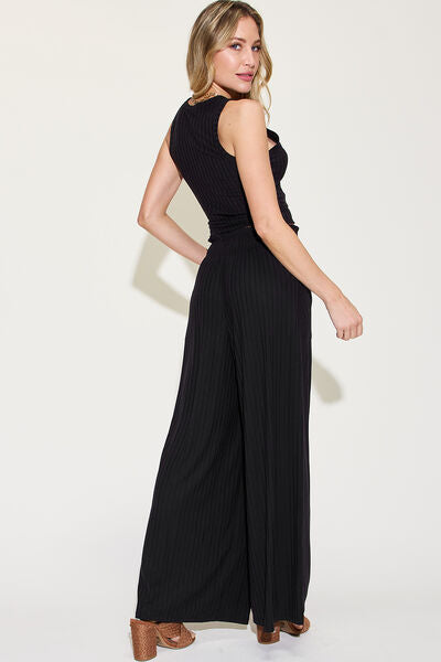 Basic Bae Full Size Ribbed Tank Top and Wide Leg Pants Set - Women's Casual Lounge Outfit for Home, Yoga & Streetwear Fashion