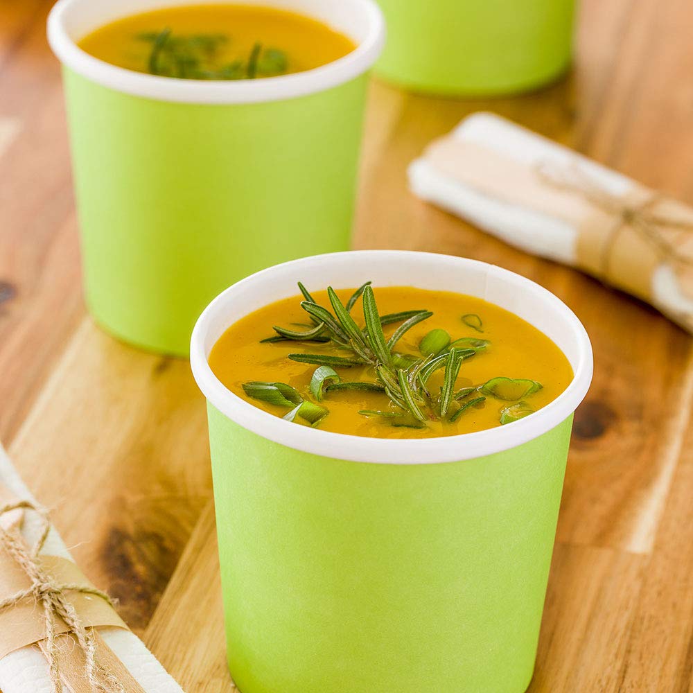 **Eco-Friendly 12oz Disposable Soup Cups - 25 Pack Microwave Safe Paper Containers with Vented Lids (Sold Separately) for Hot/Cold Foods, Desserts, Takeout & Catering**    *(Perfect for Restaurants, Cafés, Food Trucks, Parties & Meal Prep)*