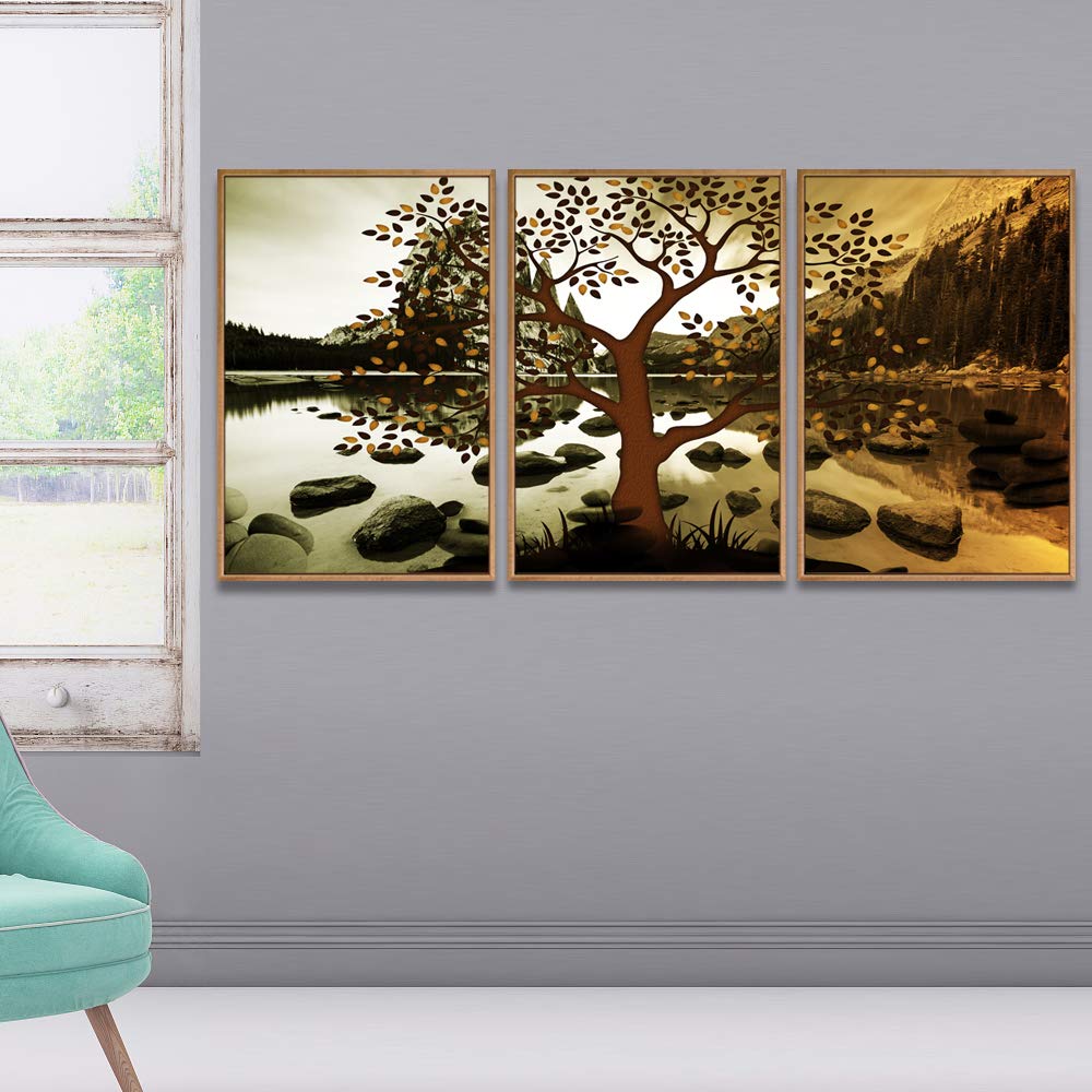 Wall26 3-Panel Framed Abstract Tree Canvas Wall Art - 24x36 Inches, Ready to Hang for Living Room & Bedroom Decor | Modern Home Office & Dorm Room Wall Decor