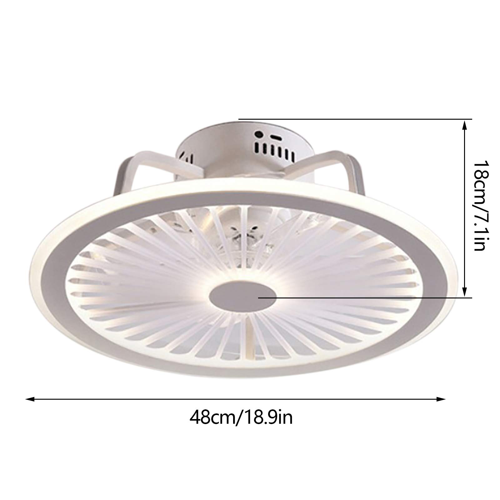 Ultra Thin 18cm Invisible Ceiling Fan with LED Light & Remote Control - 3 Speed Dimmable Quiet Fan for Living Room, Bedroom, Office | Energy Efficient Home Cooling & Stylish Lighting Solution