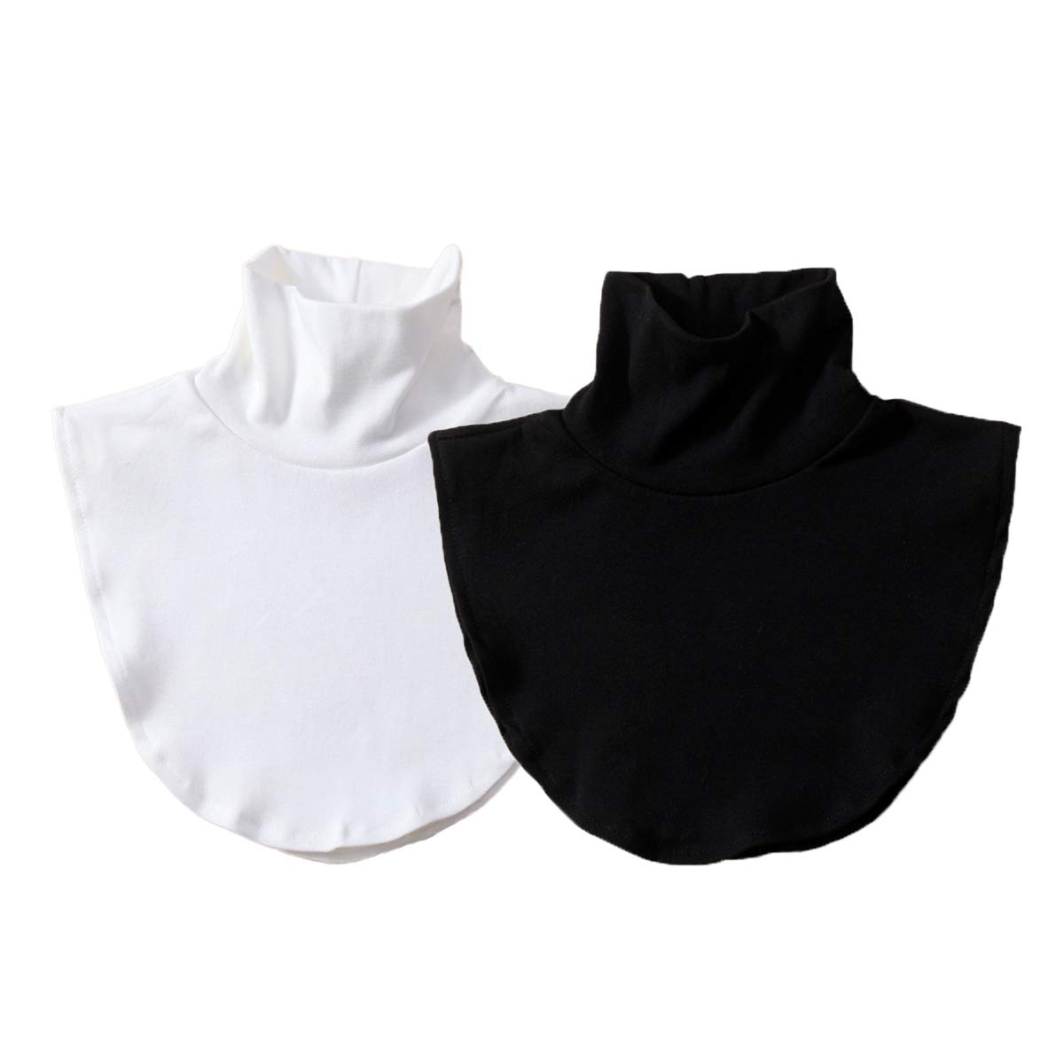 Booluee 2 Pack Detachable Turtleneck Fake Collar Dickey - Cotton Half Blouse Pullover False Collar for Women - Perfect for Layering with Sweaters, Dresses & Tops (Black & White)