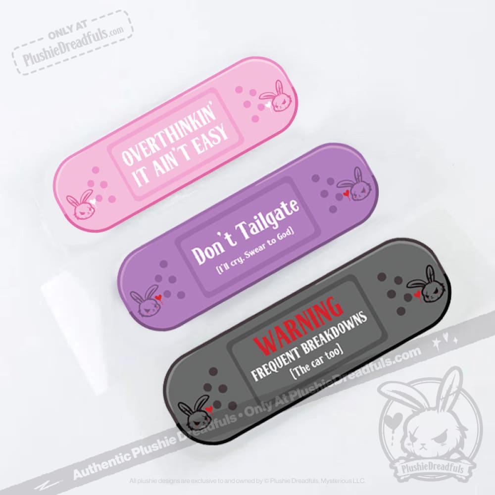 Plushie Dreadfuls Emotional Support Car Decal Stickers - Funny Cute Bandage Design for Vehicle Windows, Laptops & Water Bottles - Perfect for Anxiety Relief and Mental Health Awareness