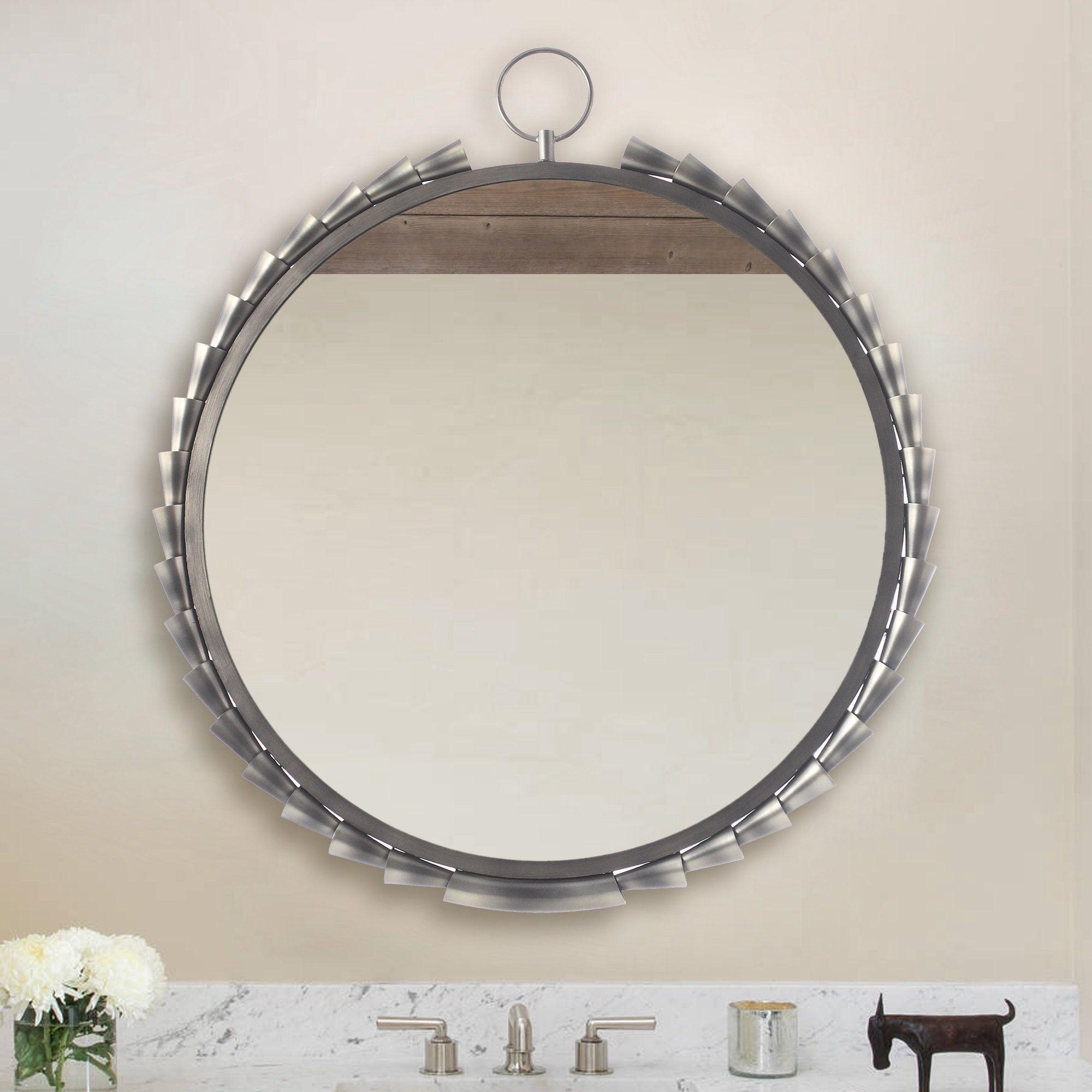 Modern Grey Sunset Wall Mirror - Classic Round Decorative Mirror for Living Room, Bedroom & Entryway - Perfect for Home Decor & Wall Art