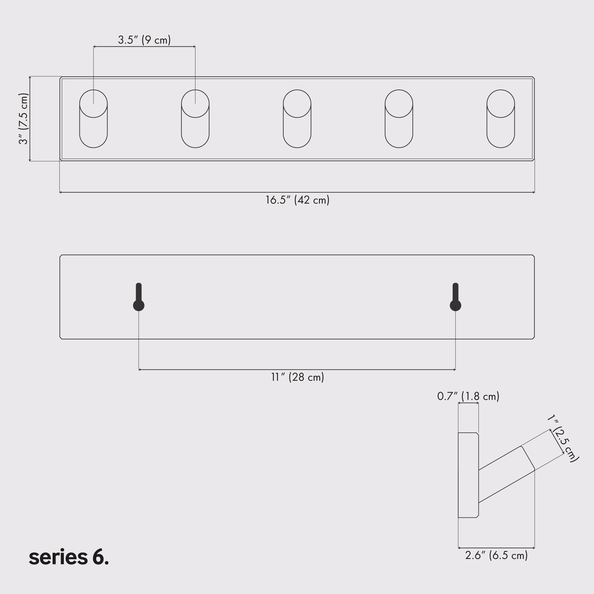 Modern Wooden Wall Coat Rack with 5 Hooks (2-Pack) - Scandinavian Home Decor for Entryway & Bedroom