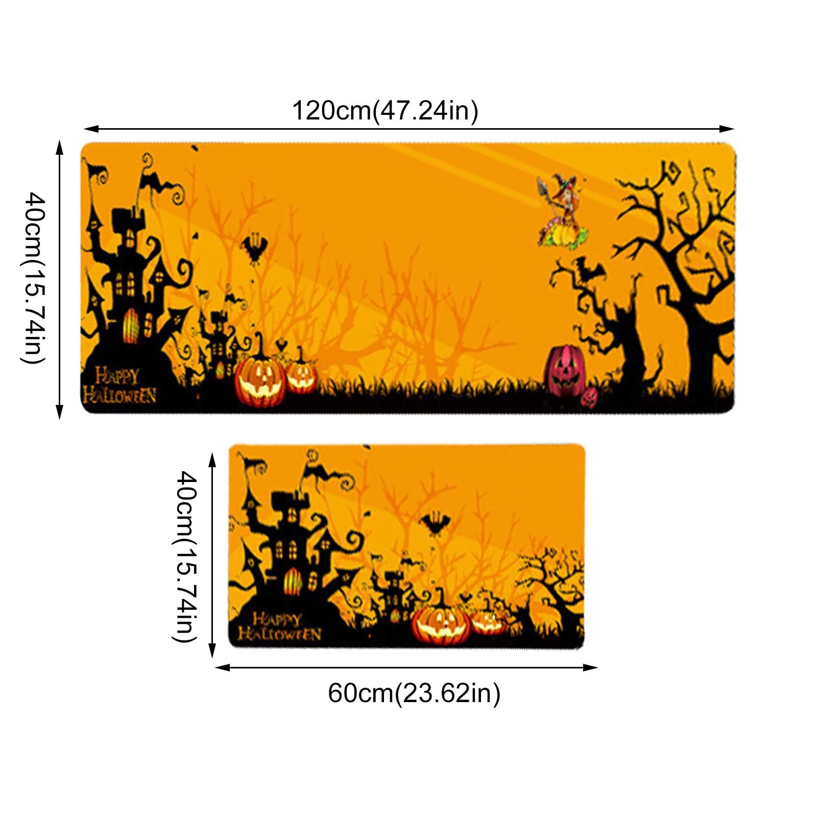Halloween Kitchen Mats Set of 2 - Non-Slip Holiday Fall Rugs (48