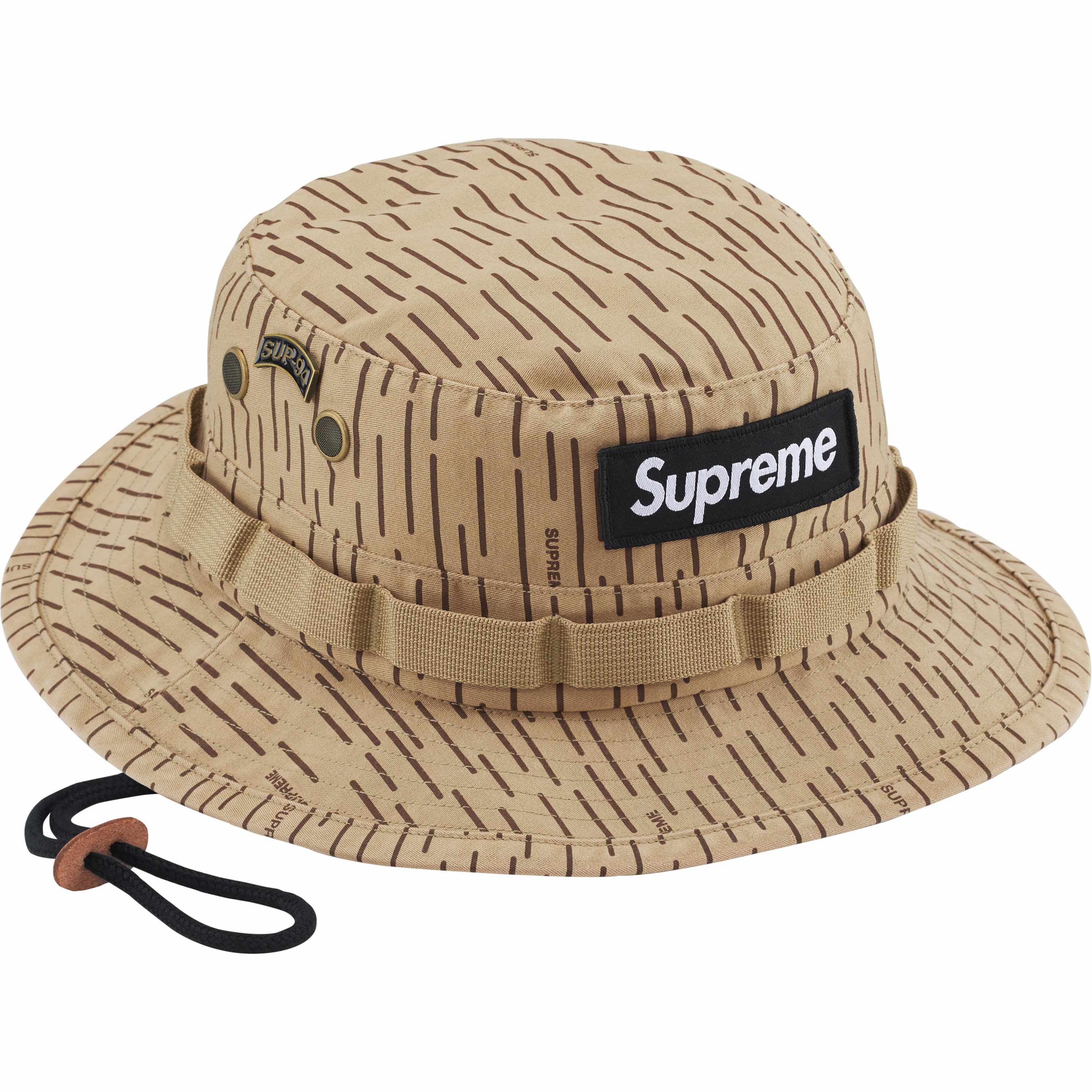 Supreme FW24 Military Boonie Hat - Waterproof Raindrop Camo Bucket Hat for Outdoor Hiking, Fishing & Camping - Adjustable Chin Strap Sun Protection