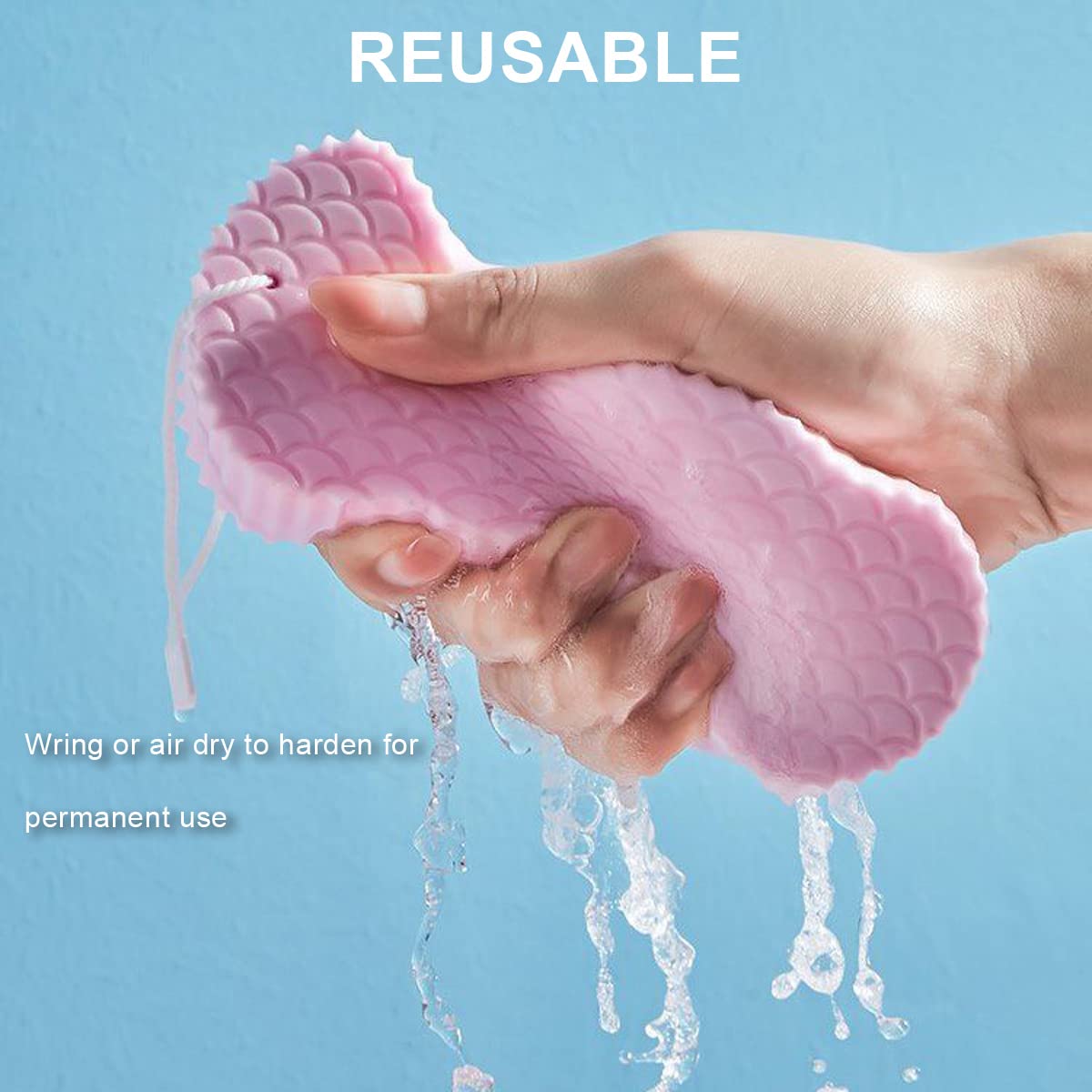 2 Pack Ultra Soft Exfoliating Bath Sponge - Reusable Body Scrubber for Dead Skin Removal with Lanyard - Gentle Shower Sponge for Adults, Kids & Elderly - Perfect for Sensitive Skin & Daily Exfoliation
