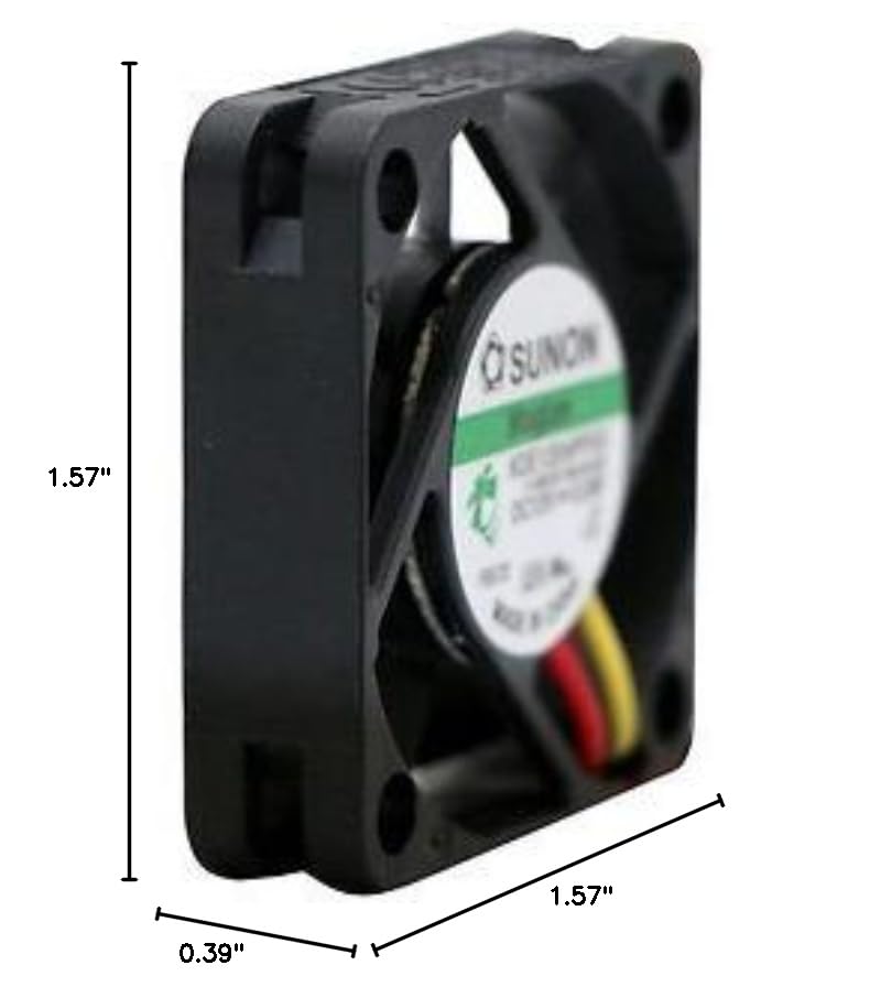 Sunon 40x40x10mm 3 Pin DC Cooling Fan - 4 Inch Square Computer Fan for PC Case, CPU Cooler & Electronics Cooling | High Performance Quiet Operation