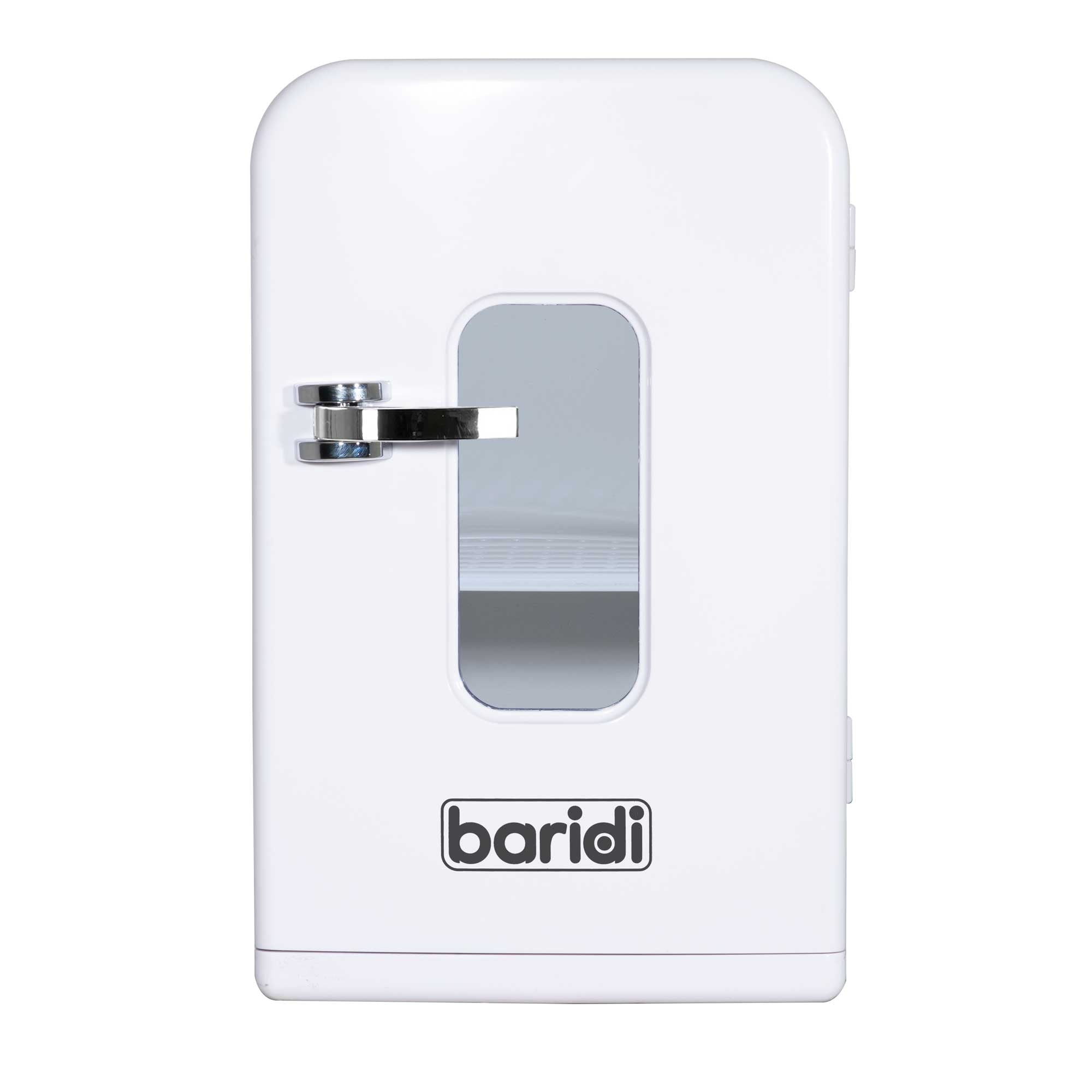 Baridi 15L Mini Fridge Cooler - 12V/230V Portable Compact Refrigerator for Skincare, Cosmetics, Cars, Bedrooms, Dorms, Camping & Travel - Energy Efficient White Mini Fridge (Model DH94) - Perfect for Keeping Drinks, Snacks, and Beauty Products Cool On-The-Go