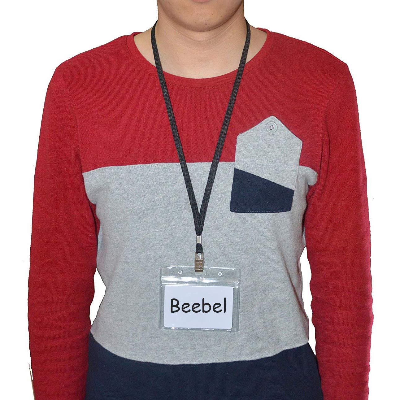 Beebel 100 Pack Red Lanyards with Badge Clip - for ID Cards & Events