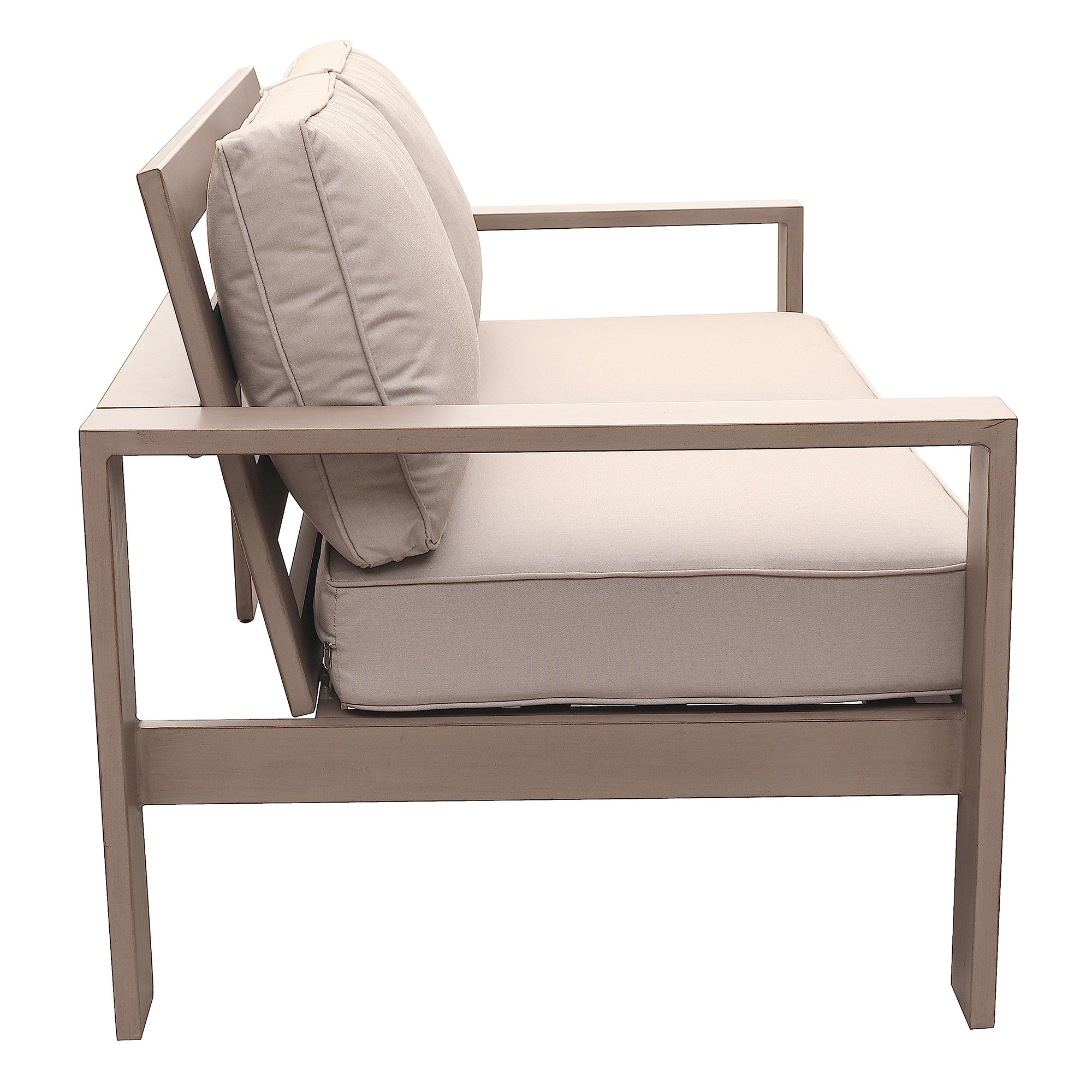 MARATIVA Premium Outdoor Patio Loveseat - Modern Patio Furniture with Durable UV-Resistant Olefin Fabric Cushions - Waterproof & Weatherproof for Lawn, Garden, Backyard & Poolside - Taupe Wood Grain Design
