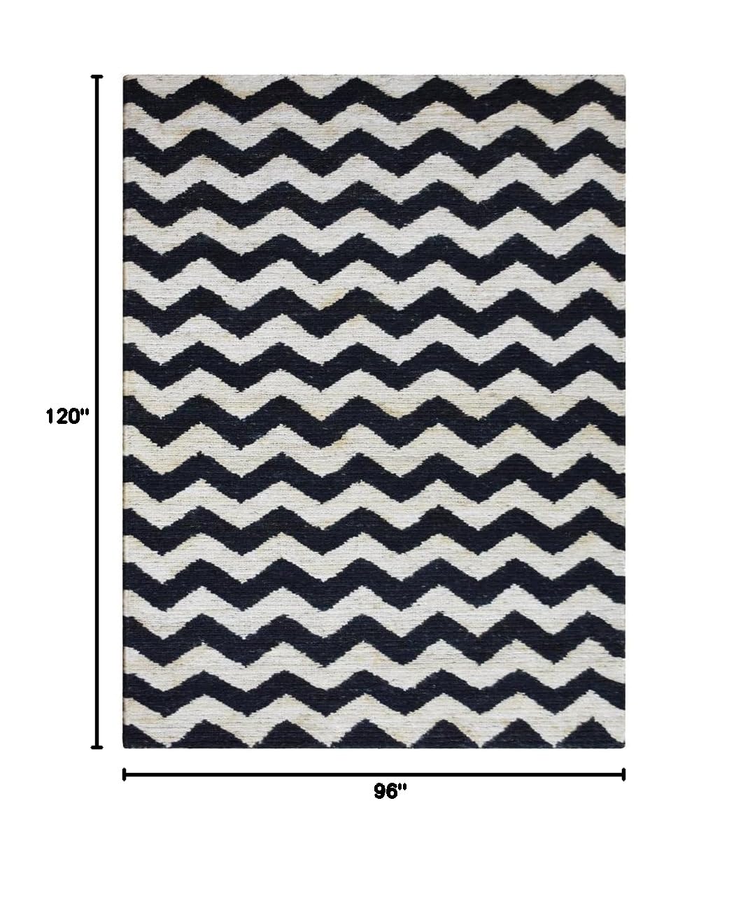 Hand Knotted SUMAK Jute Eco-Friendly Contemporary Area Rug 8'x10' Rectangle - Cream & Black High Pile Natural Fiber Rug for Living Room, Bedroom & Outdoor Use | Handmade Indoor/Outdoor Rug (J00014)