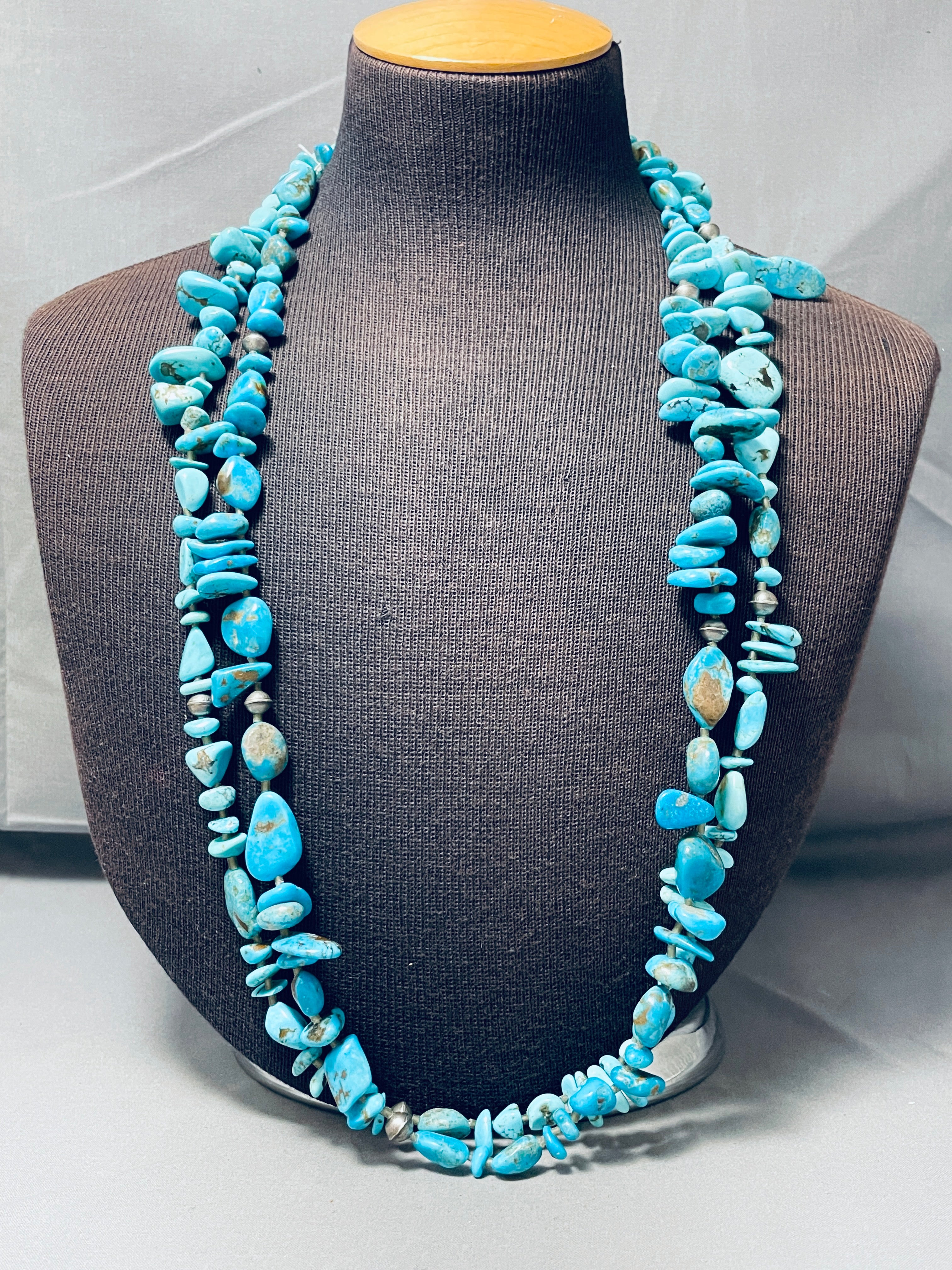 200 Gram Vintage Native American Navajo Turquoise Sterling Silver Necklace - Handmade Southwest Jewelry for Women - Perfect for Boho Fashion, Weddings & Special Occasions