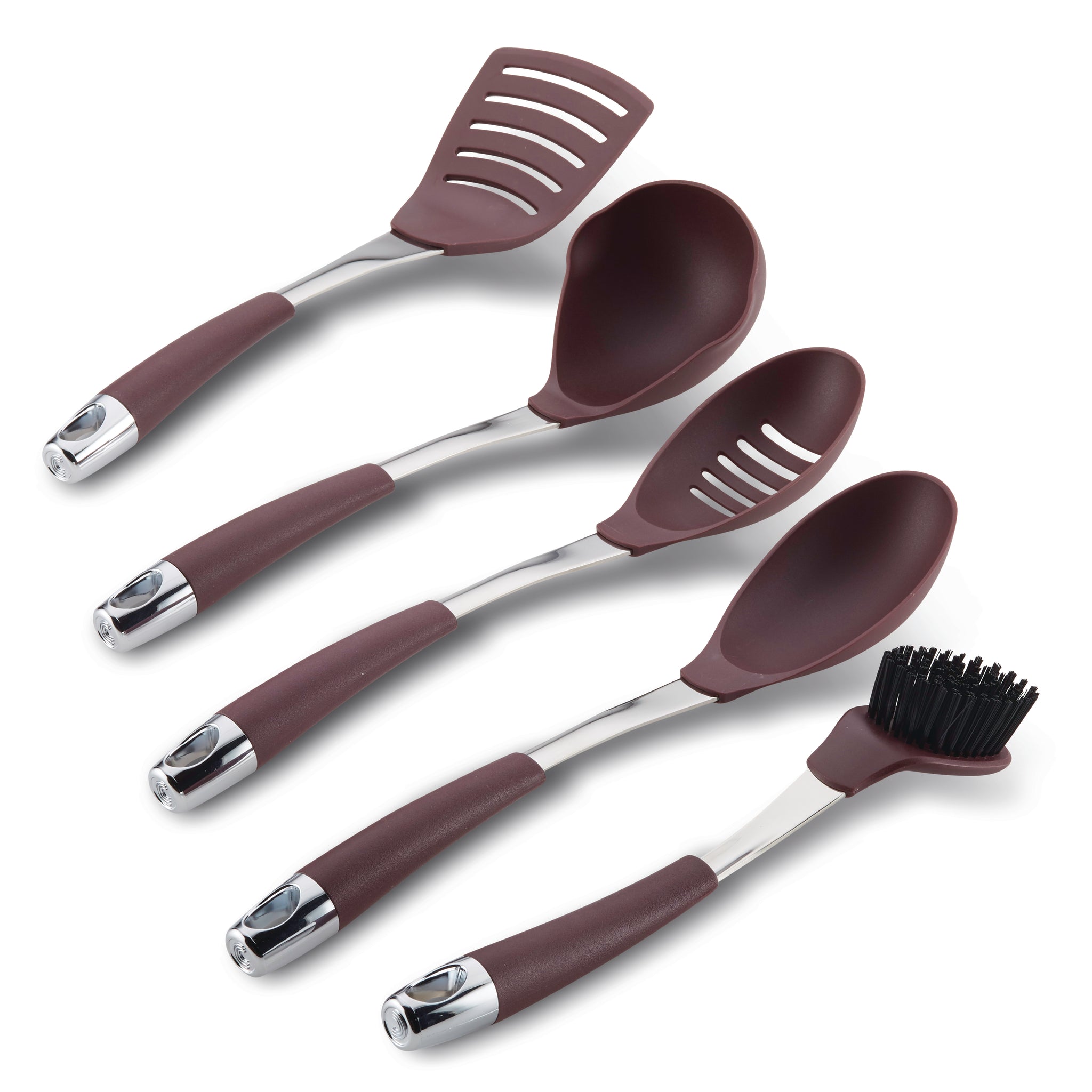 5-Piece Kitchen Utensil Set - Non-Slip Cooking Tools with Stainless Steel Handles - Perfect for Baking, Frying & Everyday Cooking