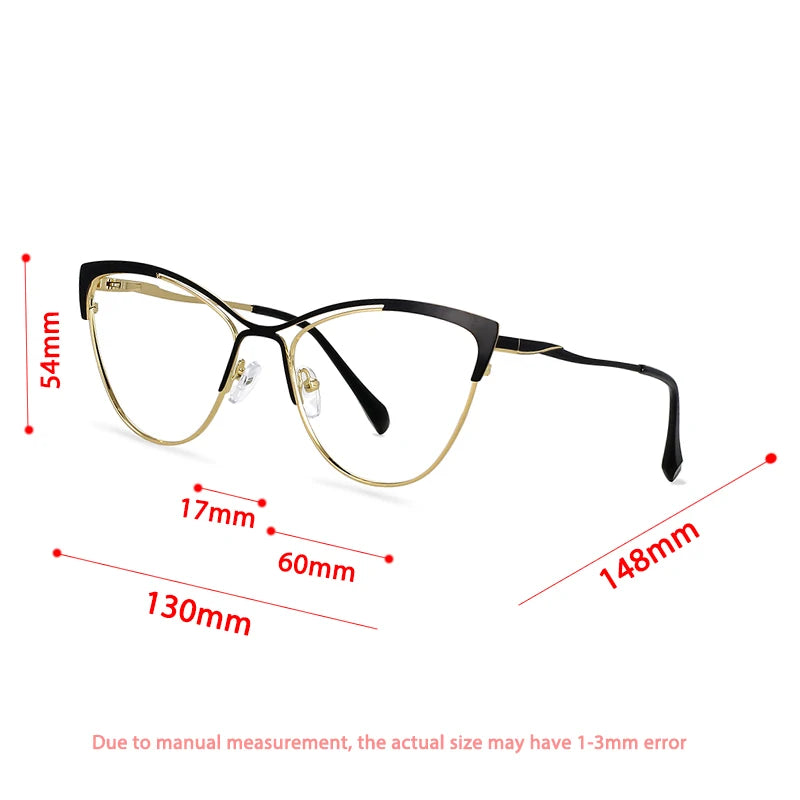 CCspace Women's Full Rim Cat Eye Alloy Eyeglasses Frame 57119 - Stylish Retro Glasses for Women, Lightweight Metal Frame with UV Protection - Perfect for Office, Reading & Fashion Accessories