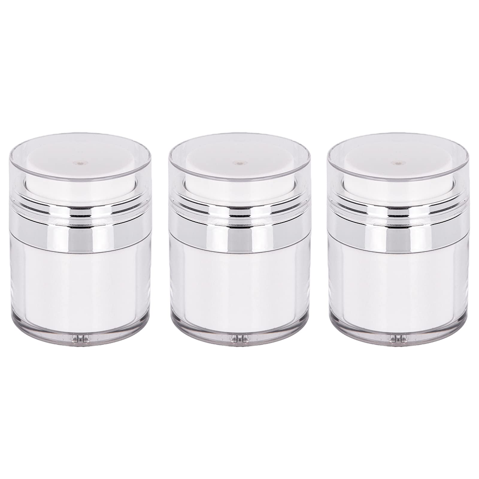 50ml Airless Pump Bottles (3-Pack) - Leak-Proof Travel Cream Jars & Lotion Dispensers for Cosmetics, Skincare & Toiletries | Perfect for Home, Gym Bag & Vacation Essentials